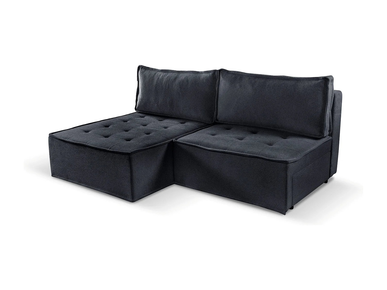 Canapé d'angle Bohoo Mini avec fonction couchage, tissu Raven, graphite, gauche