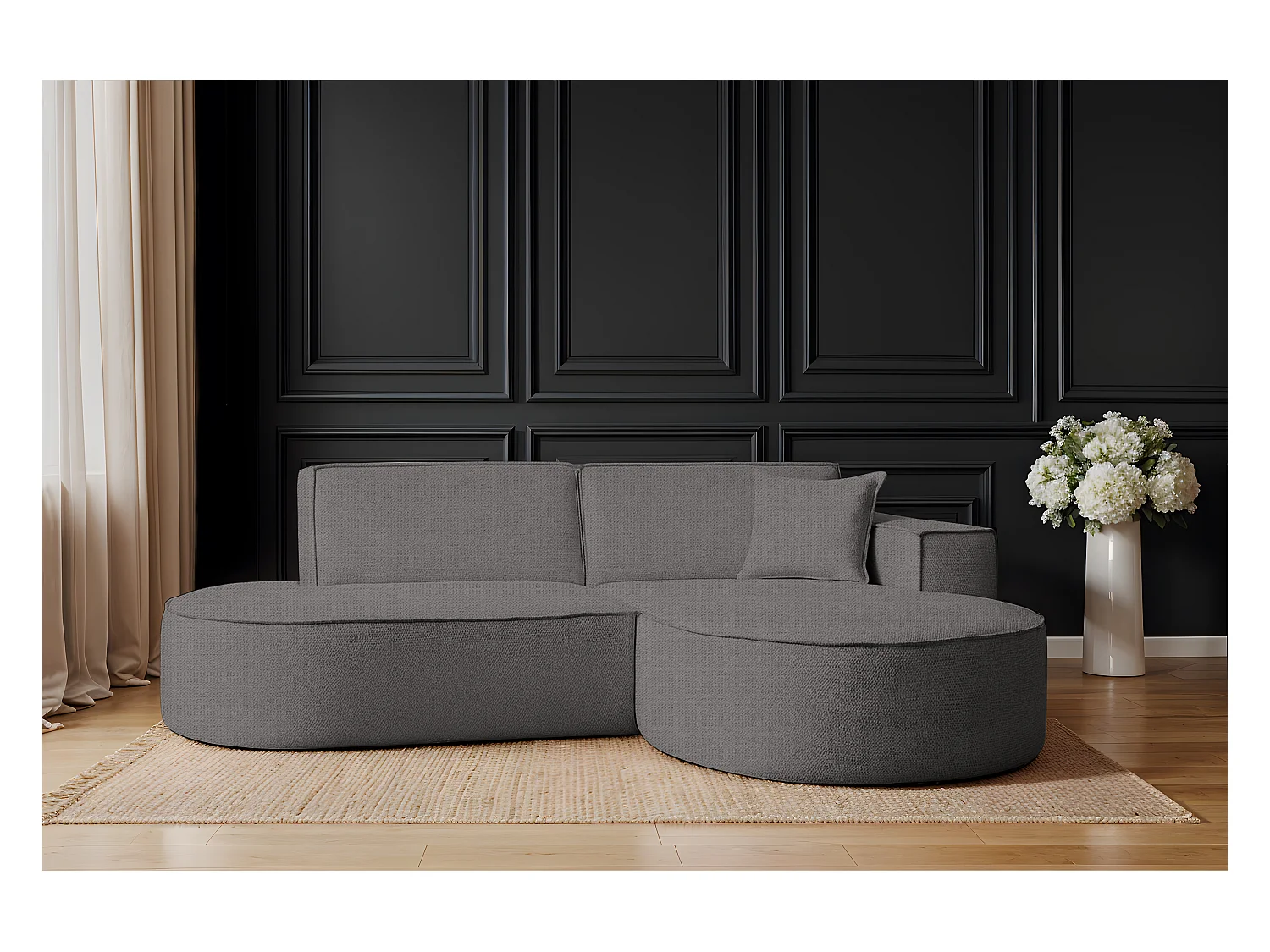 Canapé d'angle Modena Studio tissu Artico, anthracite droite