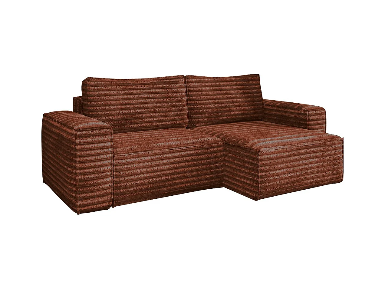 L-förmiges Bohoo-Ecksofa mit Schlaffunktion, Stoff Velo, Kupfer, Rechts