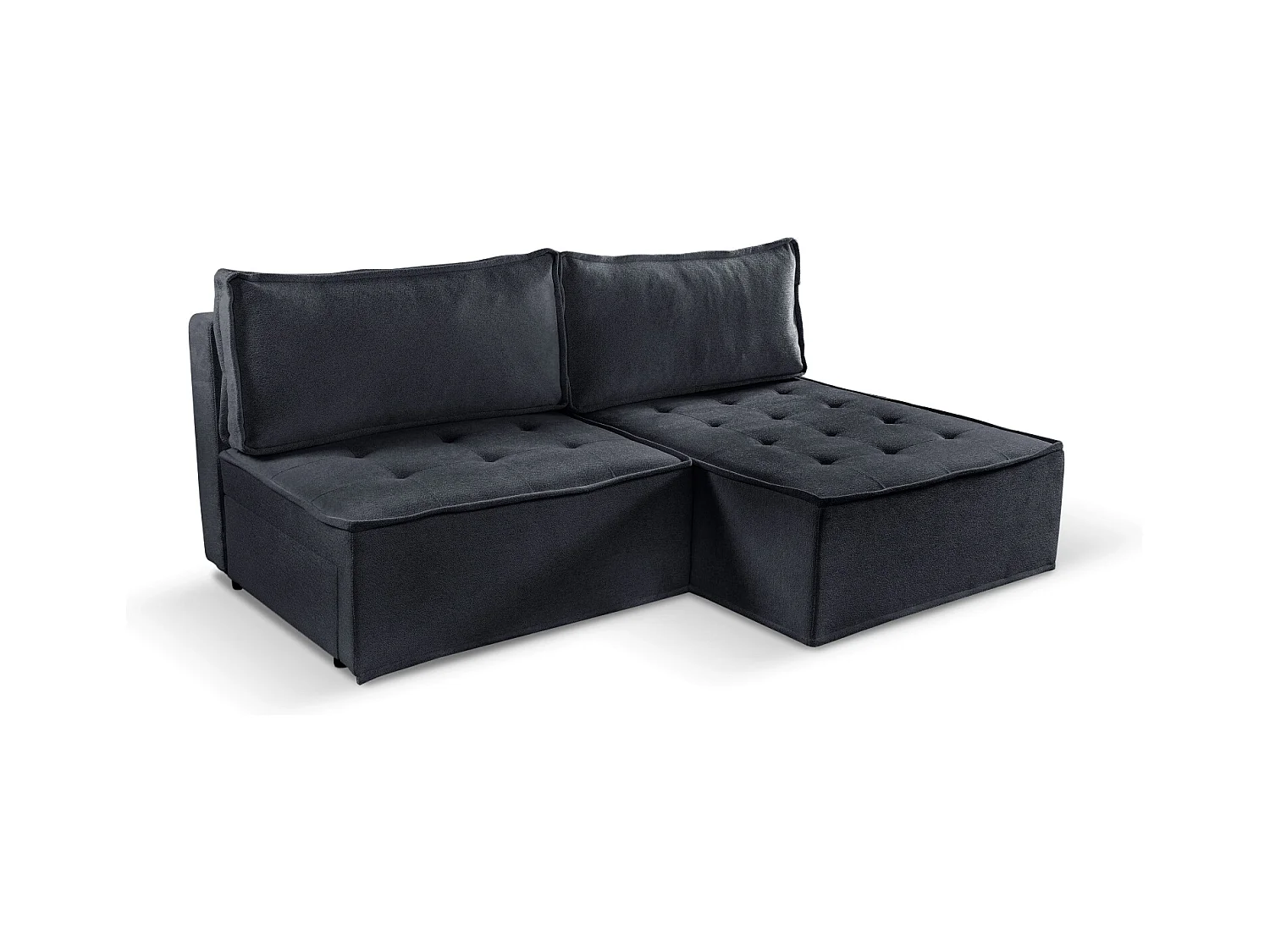 Canapé d'angle Bohoo Mini avec fonction couchage, tissu Raven, graphite, droite