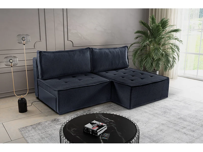 Bohoo Mini hoekbank met slaapfunctie, stof Raven, grafiet, rechts