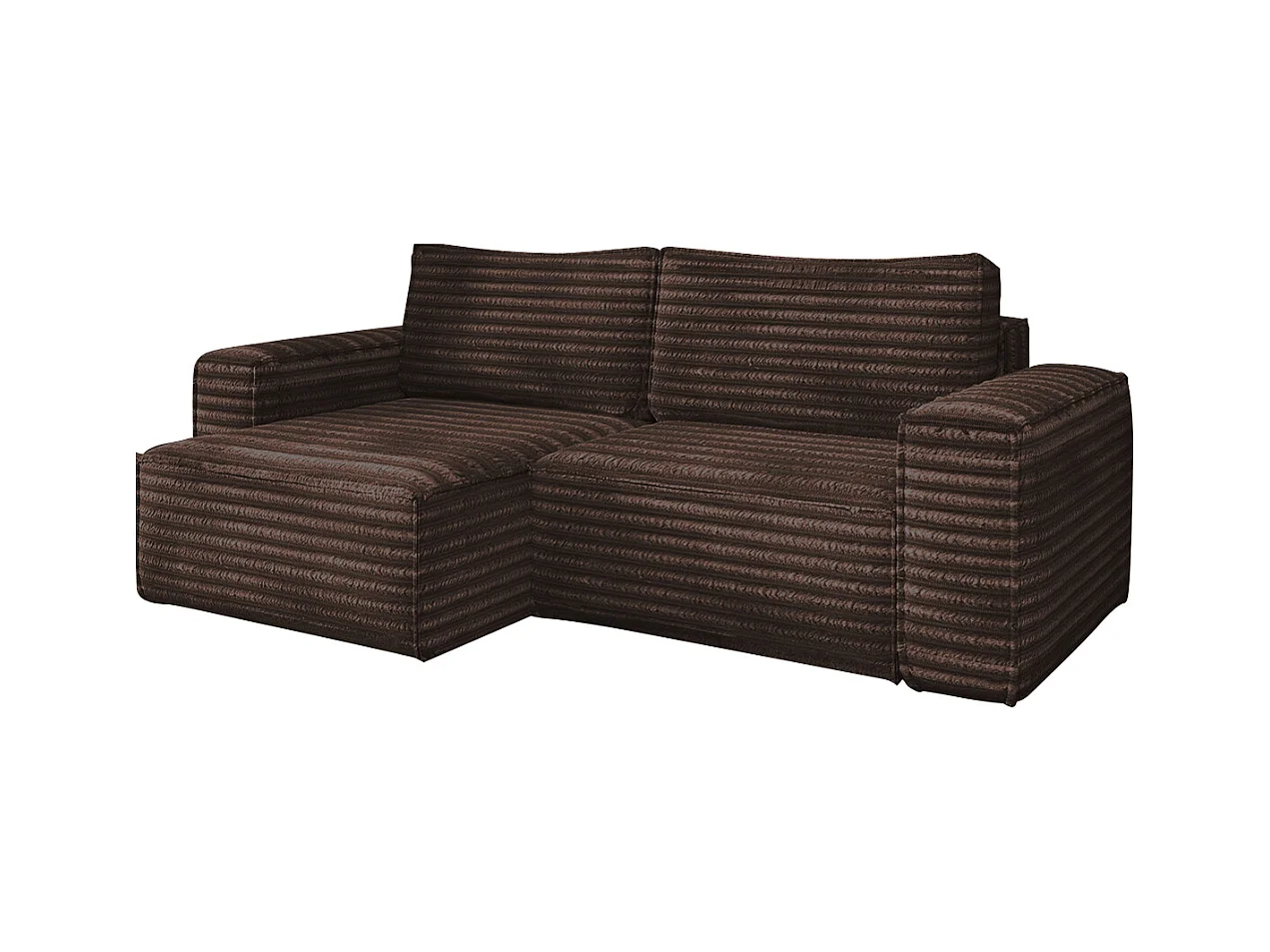 L-förmiges Bohoo-Ecksofa mit Schlaffunktion, Stoff Velo, Braun, Links