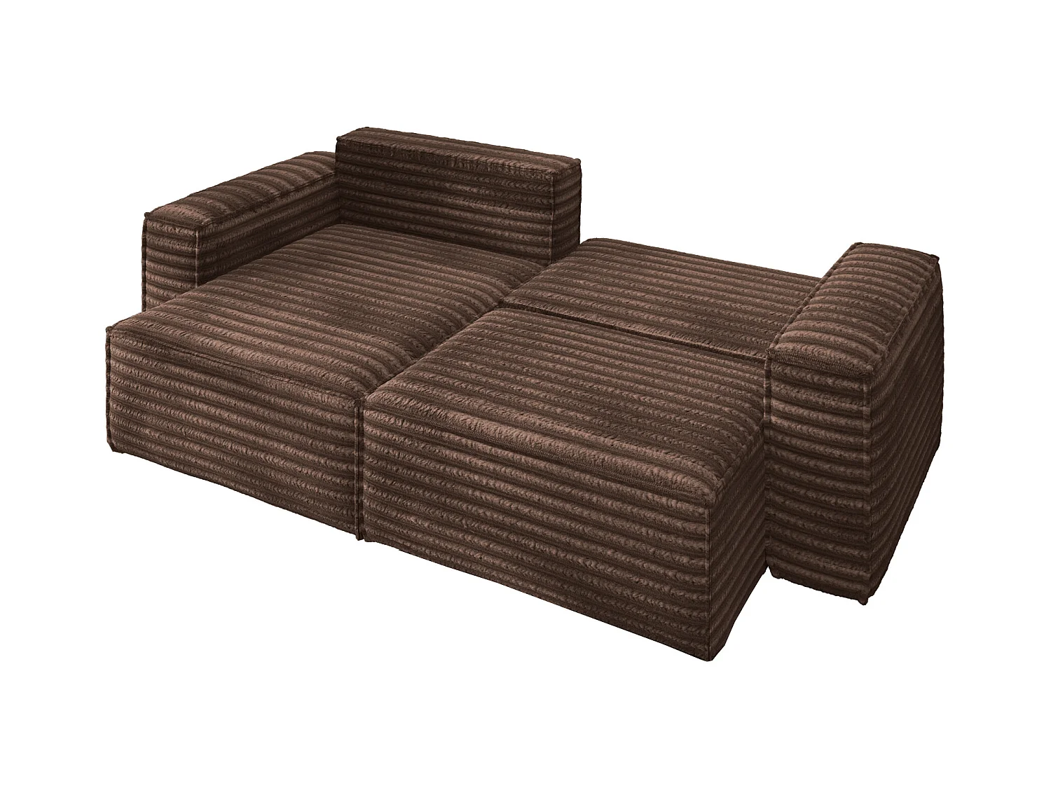 L-förmiges Bohoo-Ecksofa mit Schlaffunktion, Stoff Velo, Braun, Links