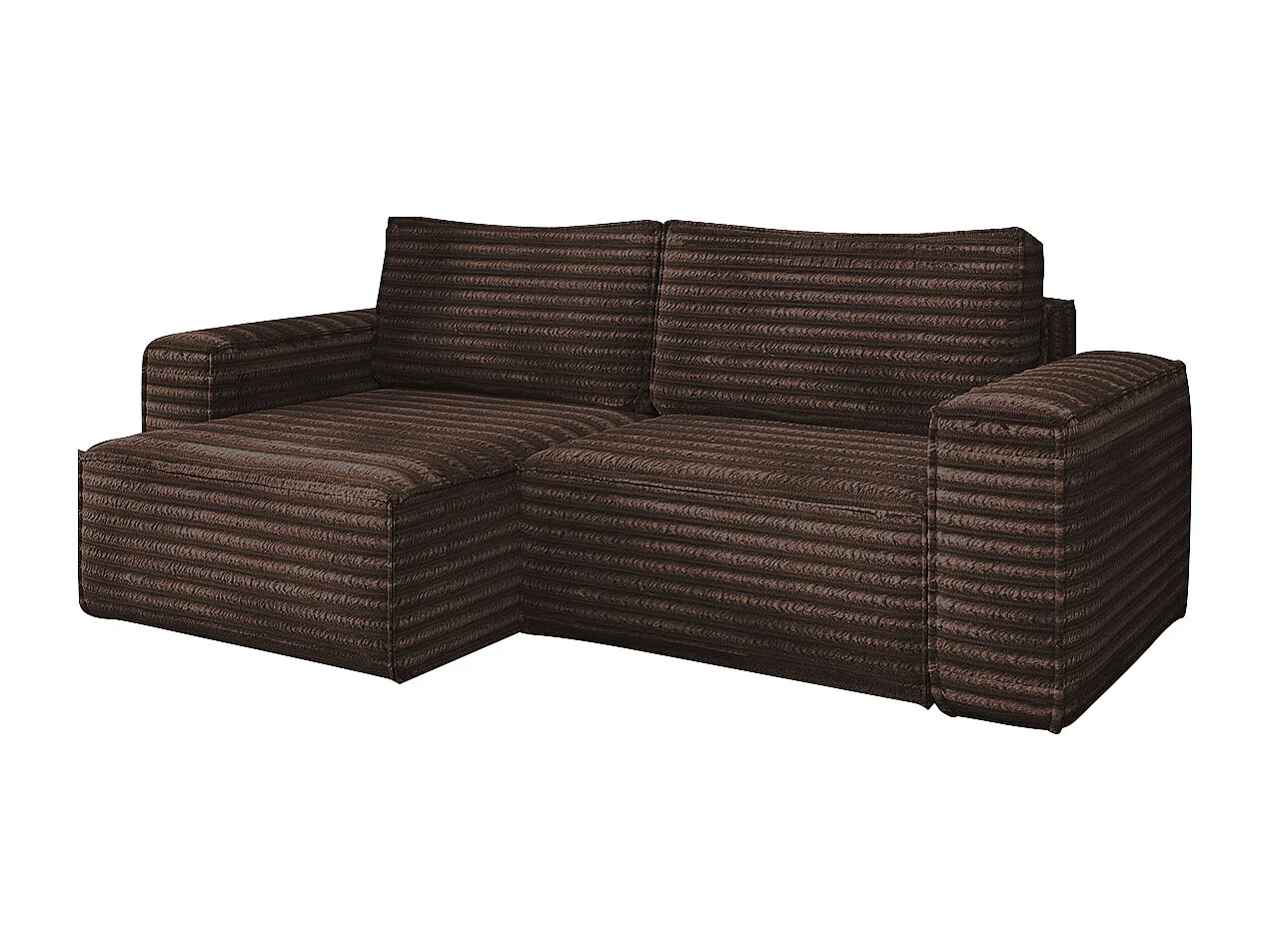 L-förmiges Bohoo-Ecksofa mit Schlaffunktion, Stoff Velo, Braun, Links