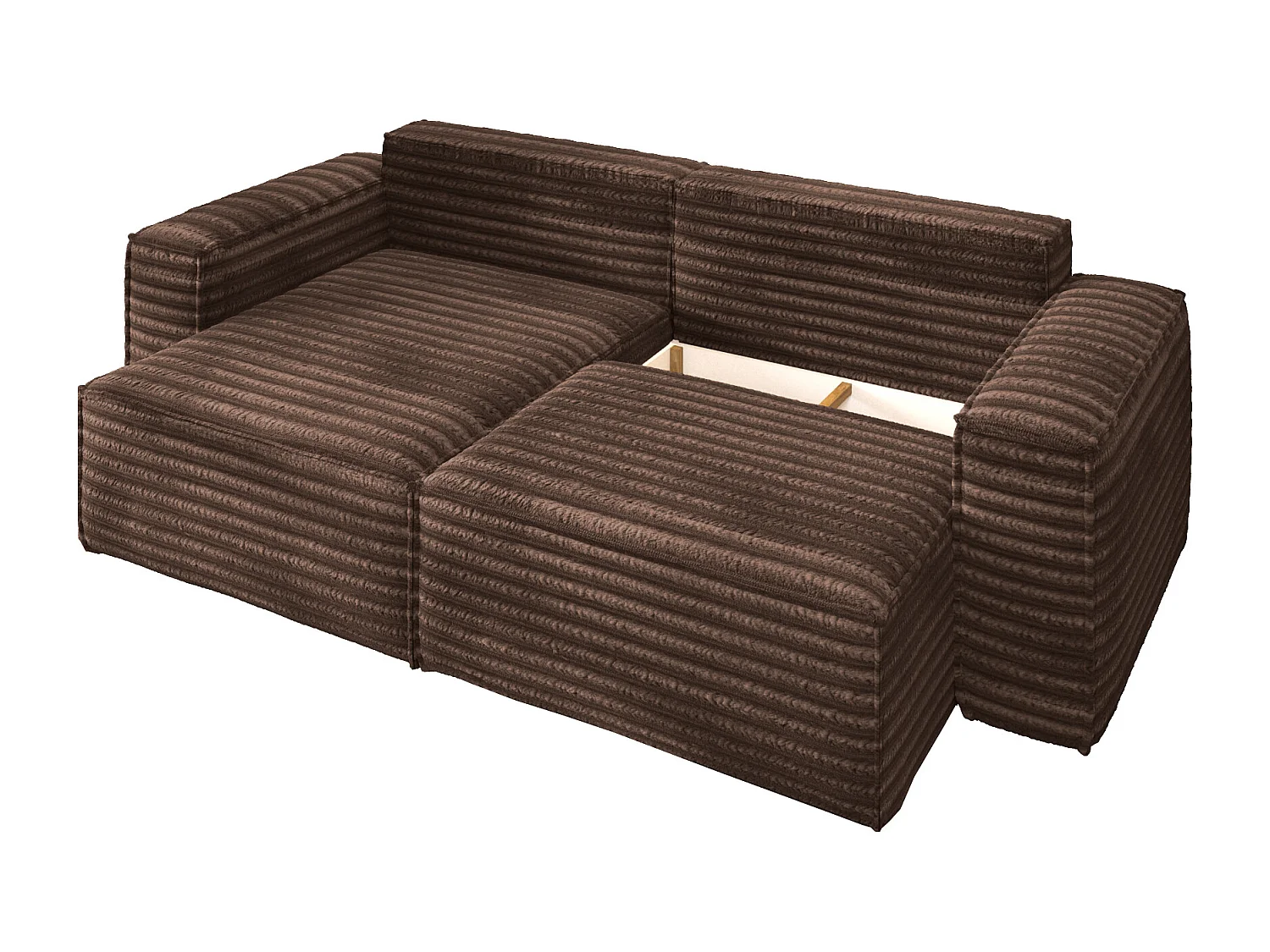 L-förmiges Bohoo-Ecksofa mit Schlaffunktion, Stoff Velo, Braun, Links