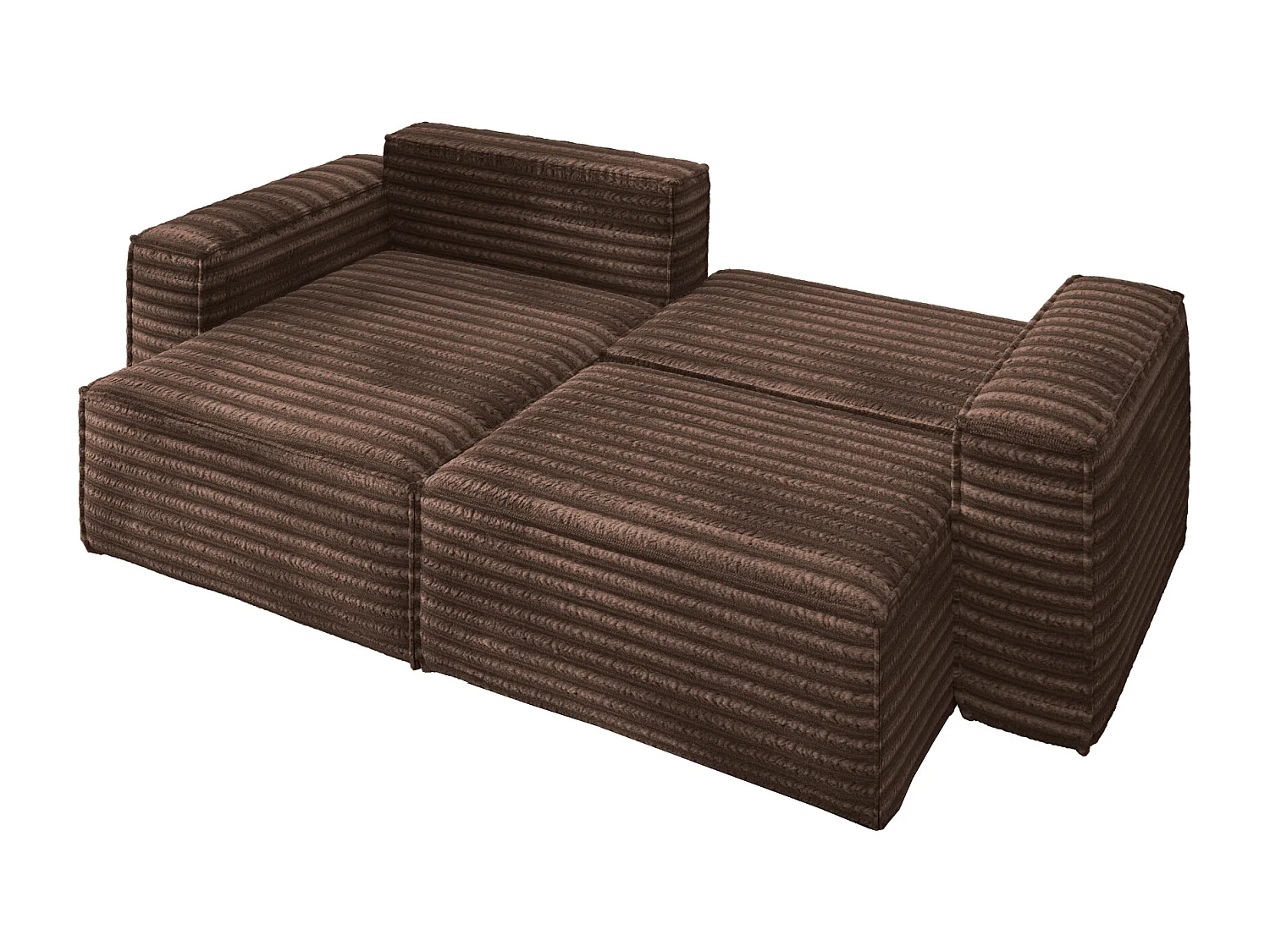 L-förmiges Bohoo-Ecksofa mit Schlaffunktion, Stoff Velo, Braun, Links