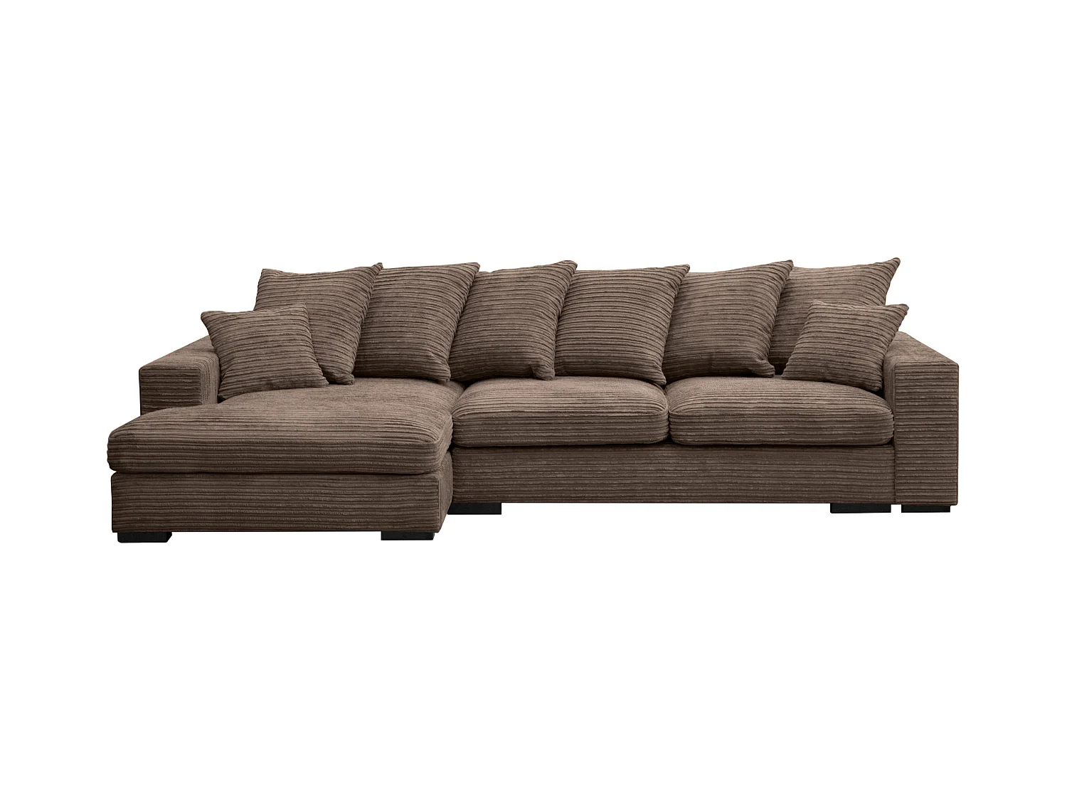 Canapé d'angle avec fonction couchage et coffre de lit, Canapé forme L, Canapé forme L tissu Gabon Zoom Marron Gauche