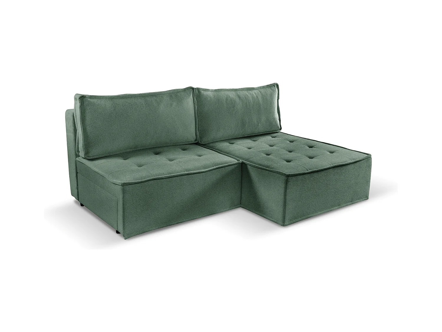 Canapé d'angle Bohoo Mini avec fonction couchage, tissu Raven, vert clair, droit