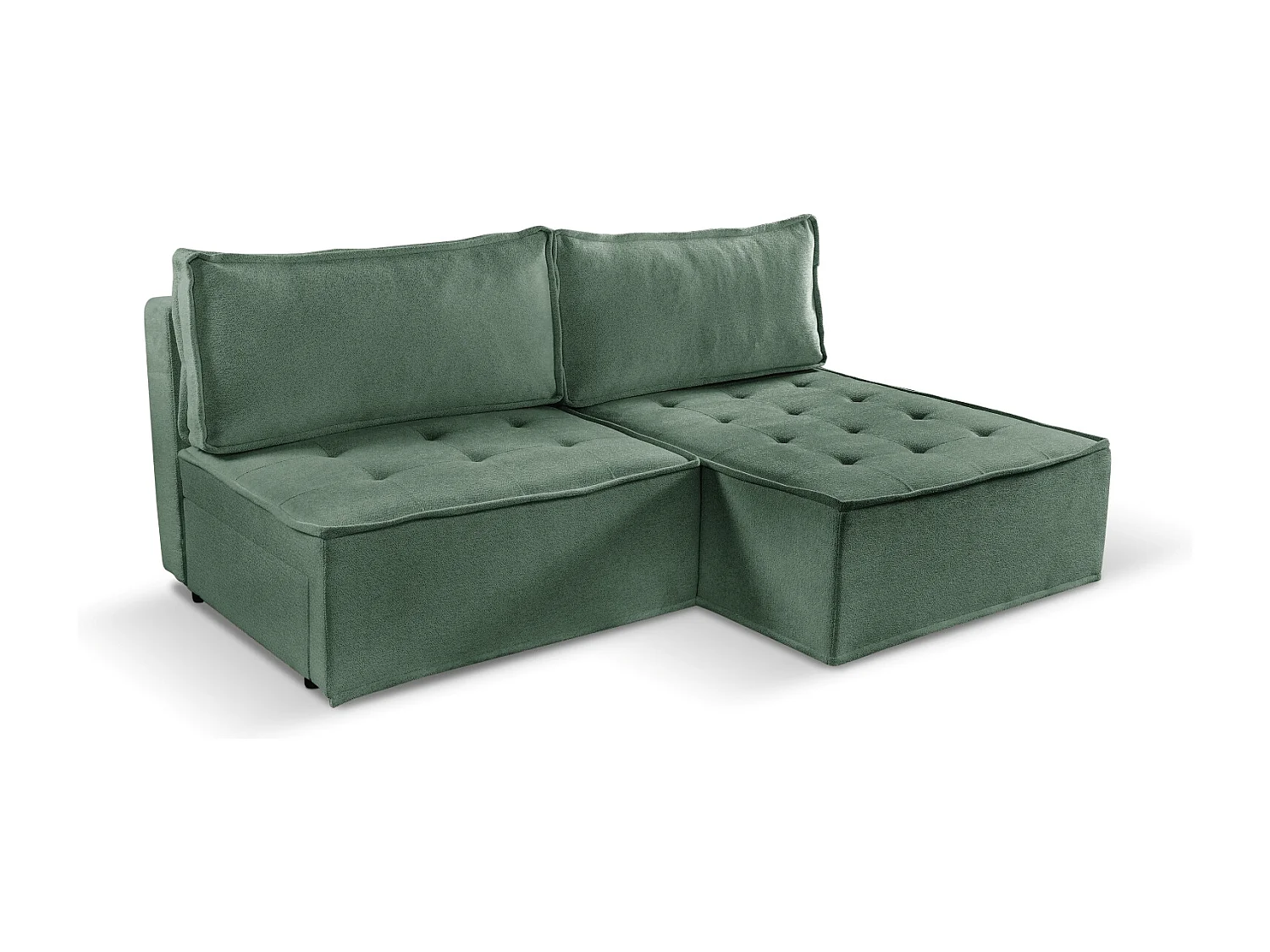 Canapé d'angle Bohoo Mini avec fonction couchage, tissu Raven, vert clair, droit