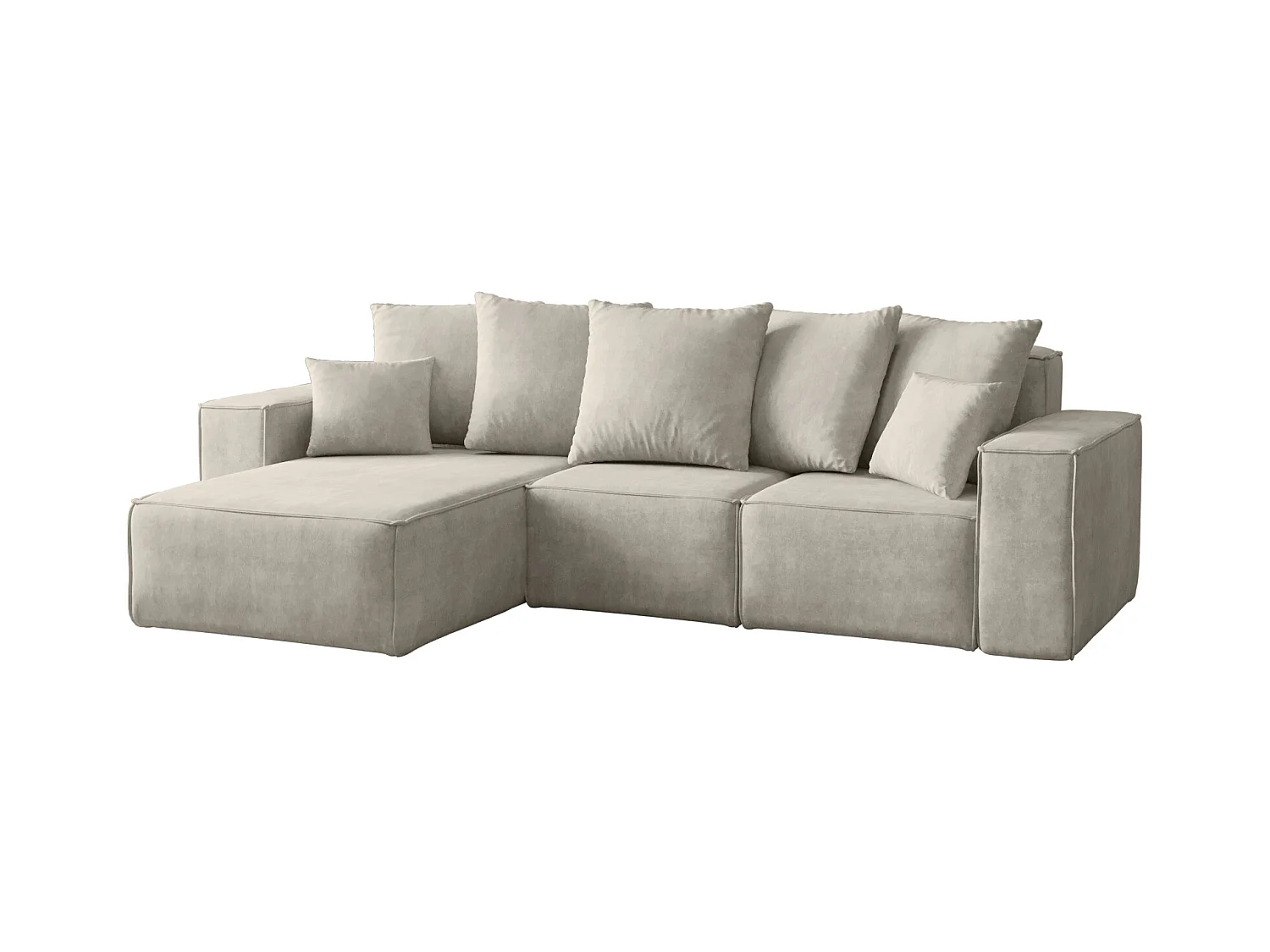 Canapé d'angle en L, collection premium ELLA, tissu Noel, gris clair, gauche