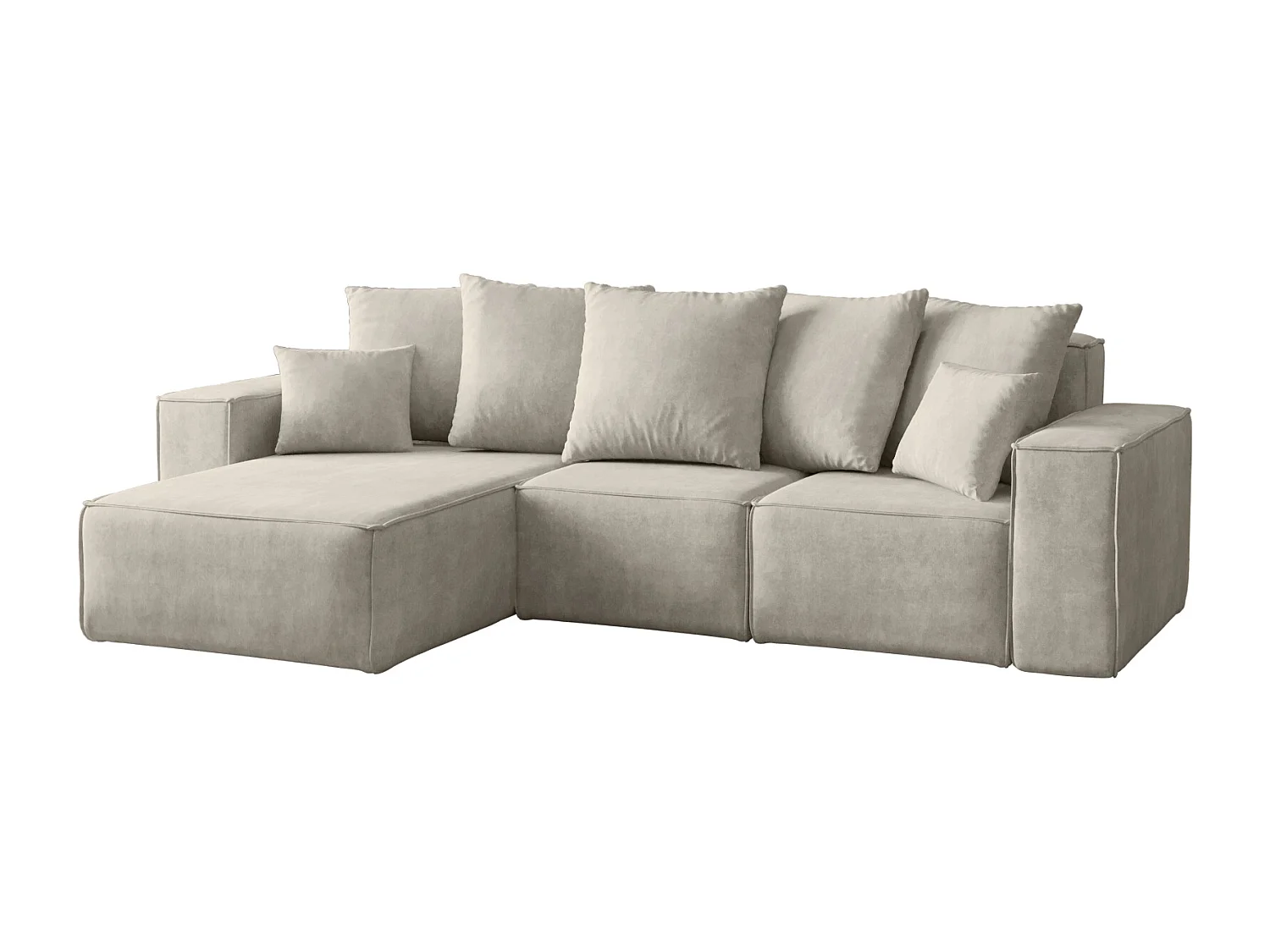 Divano angolare a L, collezione premium ELLA, tessuto Noel, grigio chiaro, sinistro