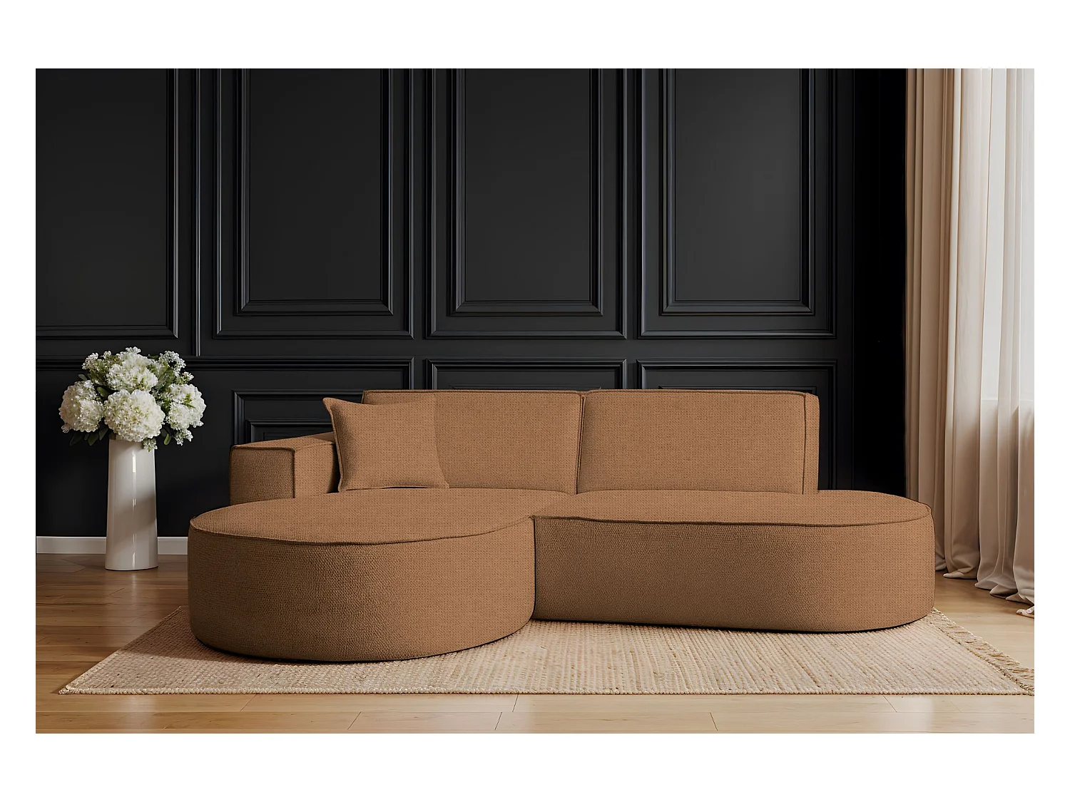 Canapé d'angle Modena Studio tissu Artico, Rouille Gauche