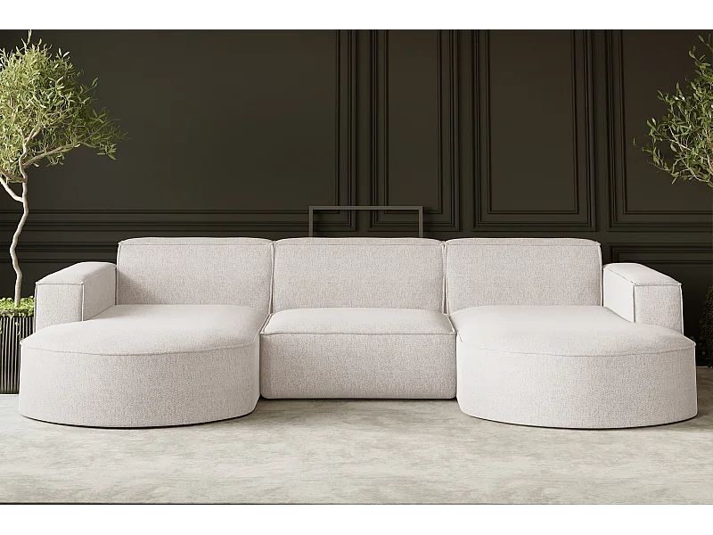 Ecksofa, Modena U-Form, Stoff Verita, Ecru