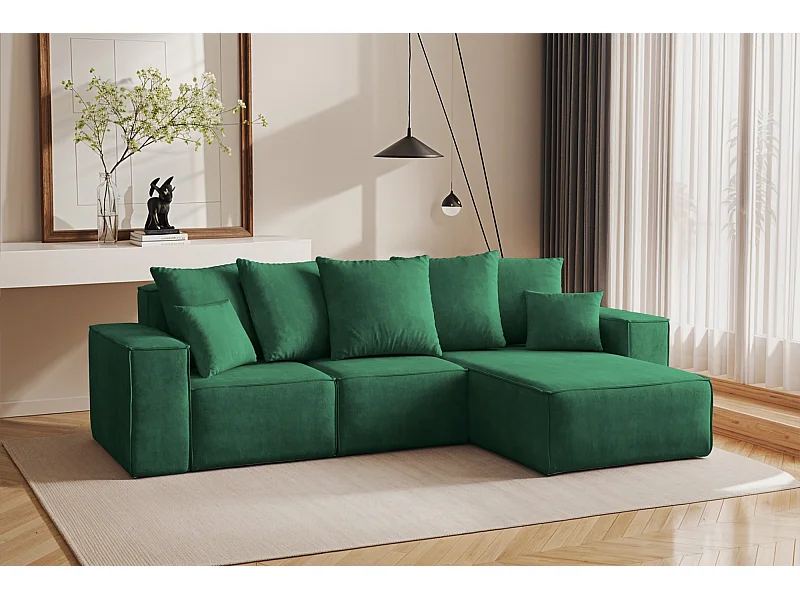 Ecksofa L-Form, Premium Kollektion ELLA, Stoff Noel, Grün, Rechts