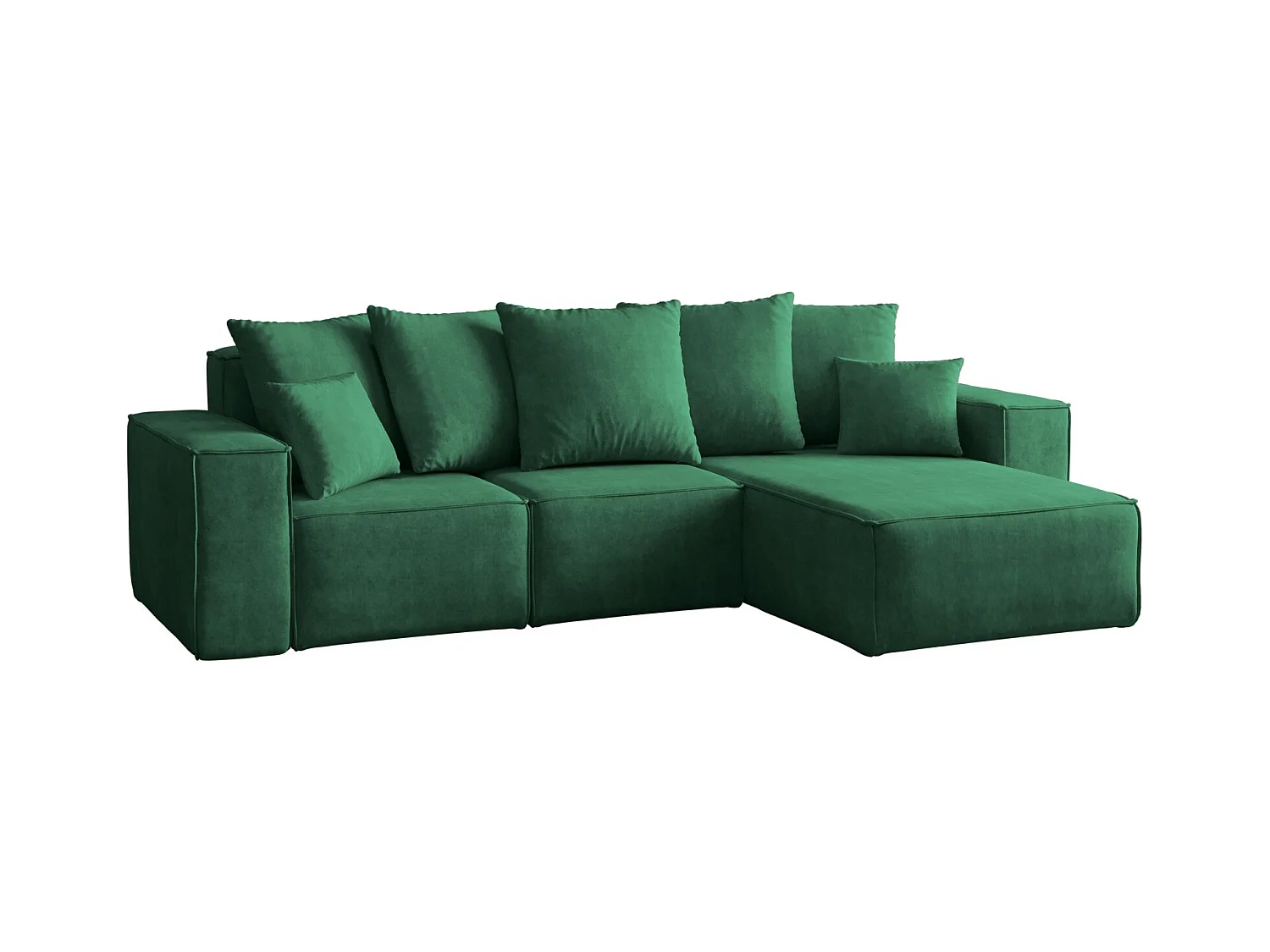 Canapé d'angle en L, collection premium ELLA, tissu Noel, vert, droit