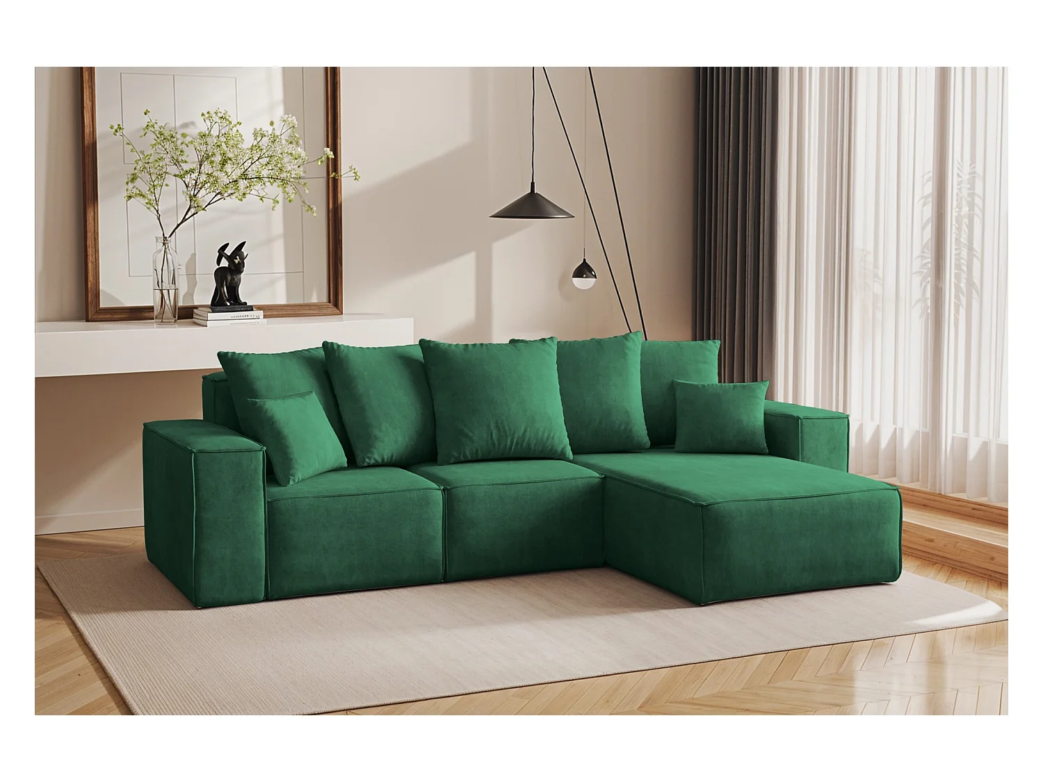 Ecksofa L-Form, Premium Kollektion ELLA, Stoff Noel, Grün, Rechts