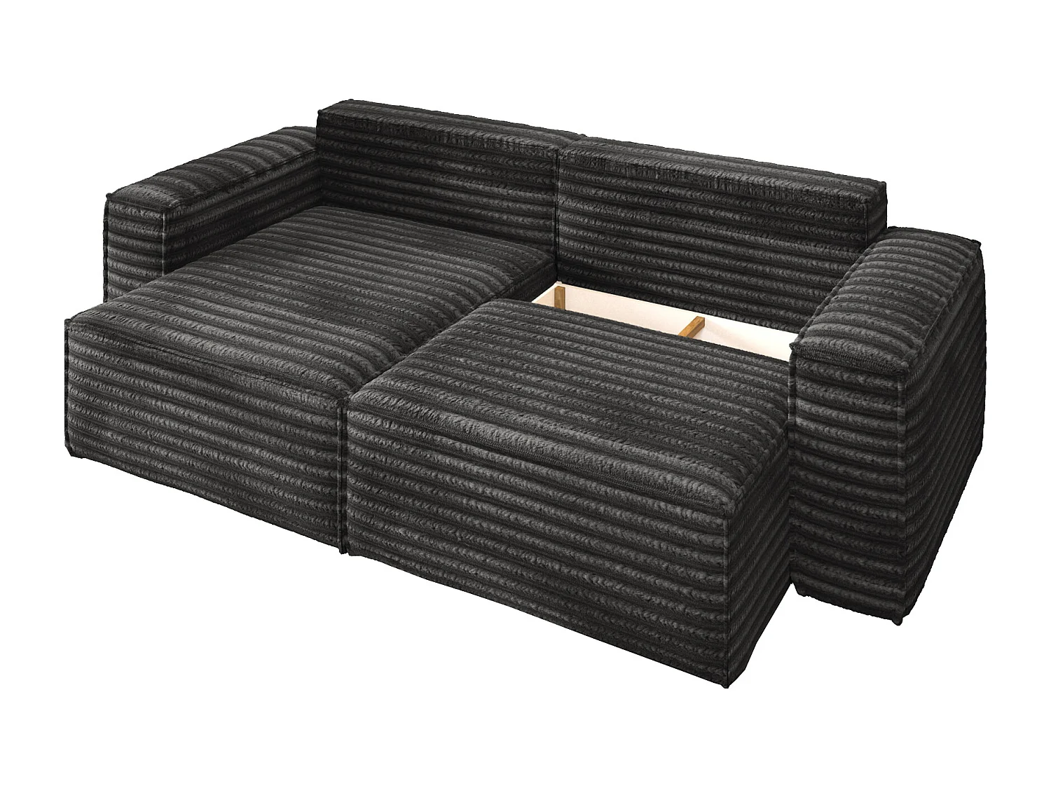 L-förmiges Bohoo-Ecksofa mit Schlaffunktion, Stoff Velo, Dunkelgrau, Links