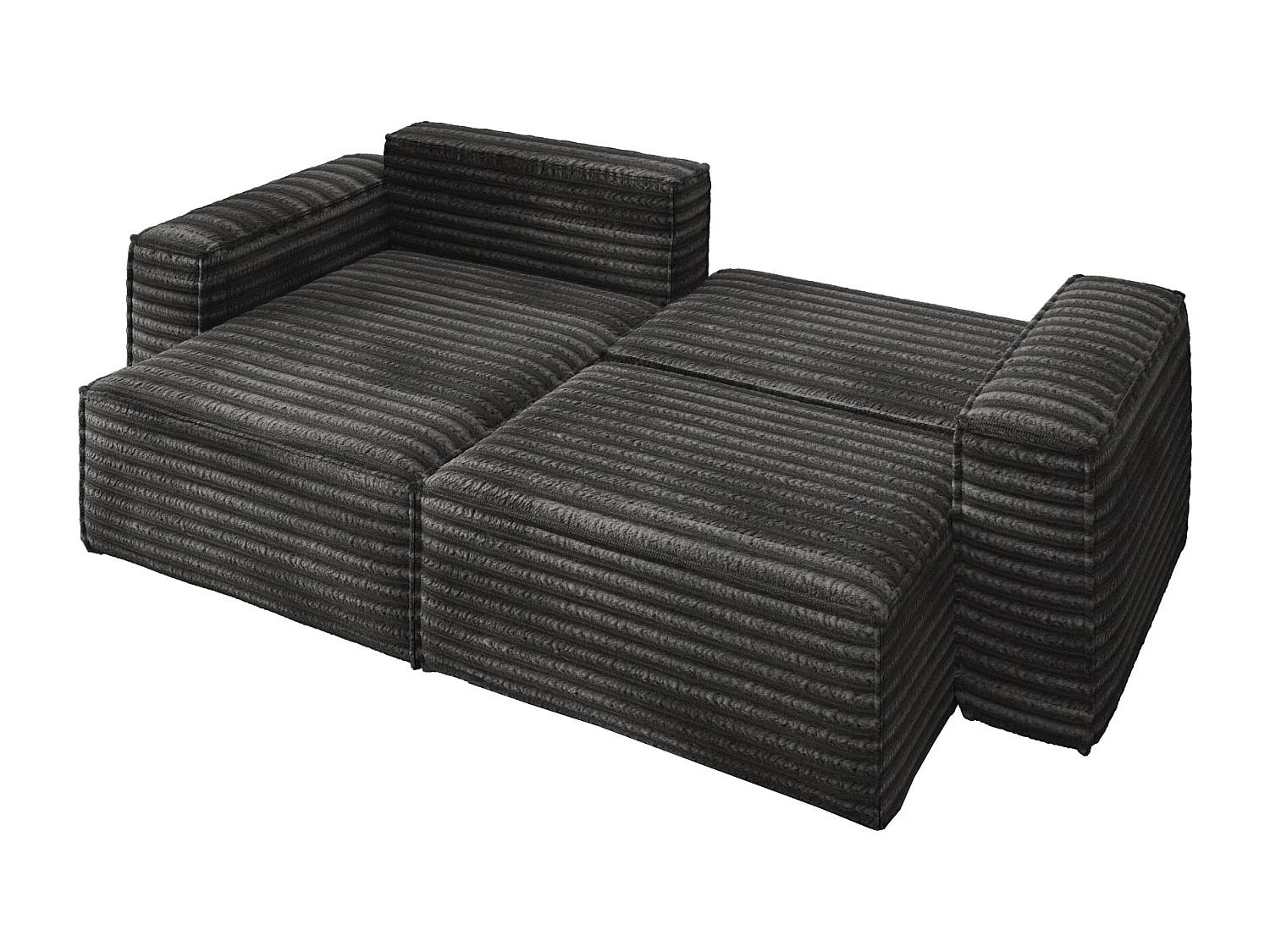 L-förmiges Bohoo-Ecksofa mit Schlaffunktion, Stoff Velo, Dunkelgrau, Links