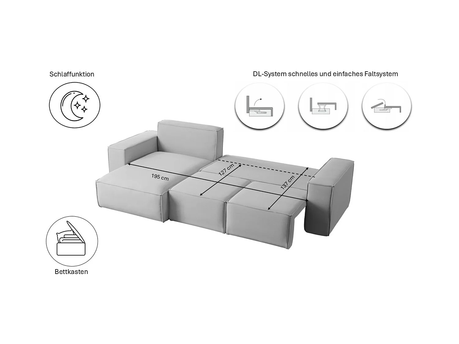 Canapé d'angle en L, collection premium ELLA, tissu Noel, beige, gauche