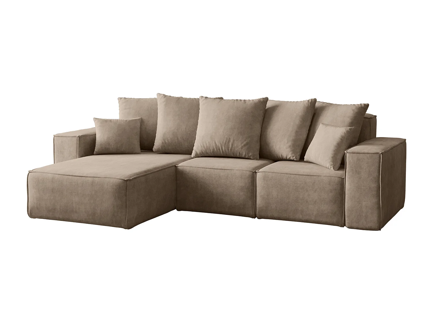 Canapé d'angle en L, collection premium ELLA, tissu Noel, beige, gauche