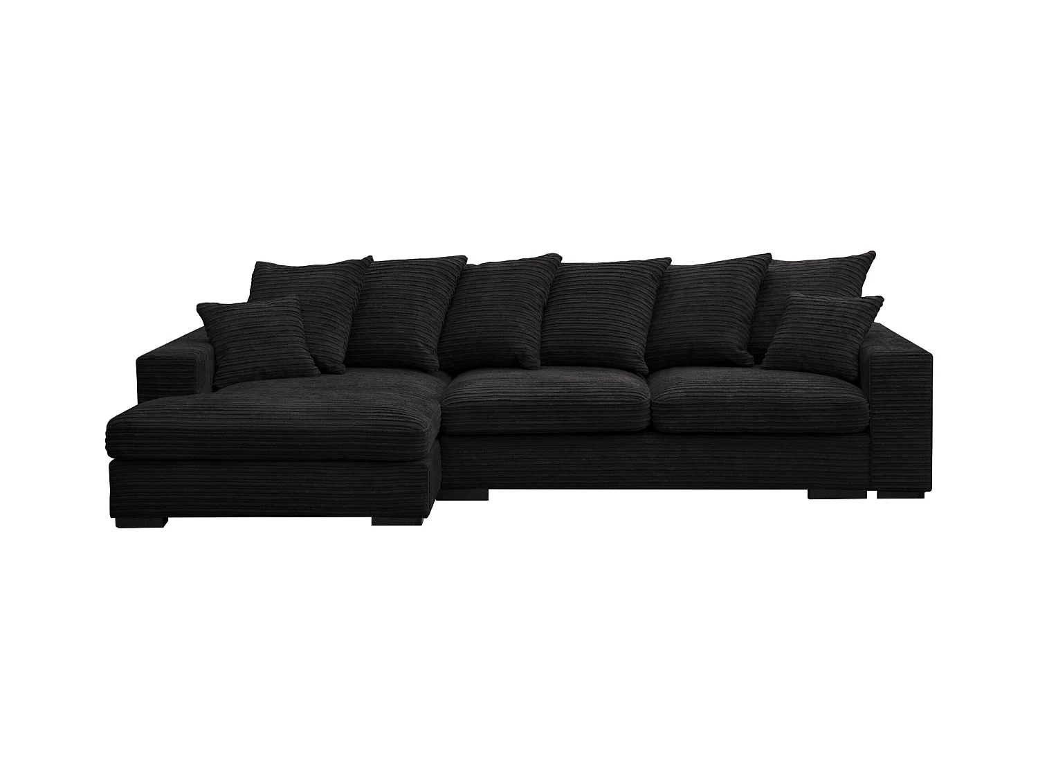 Canapé d'angle avec fonction couchage et coffre de lit, Canapé forme L, Canapé forme L tissu Gabon Zoom Noir Gauche