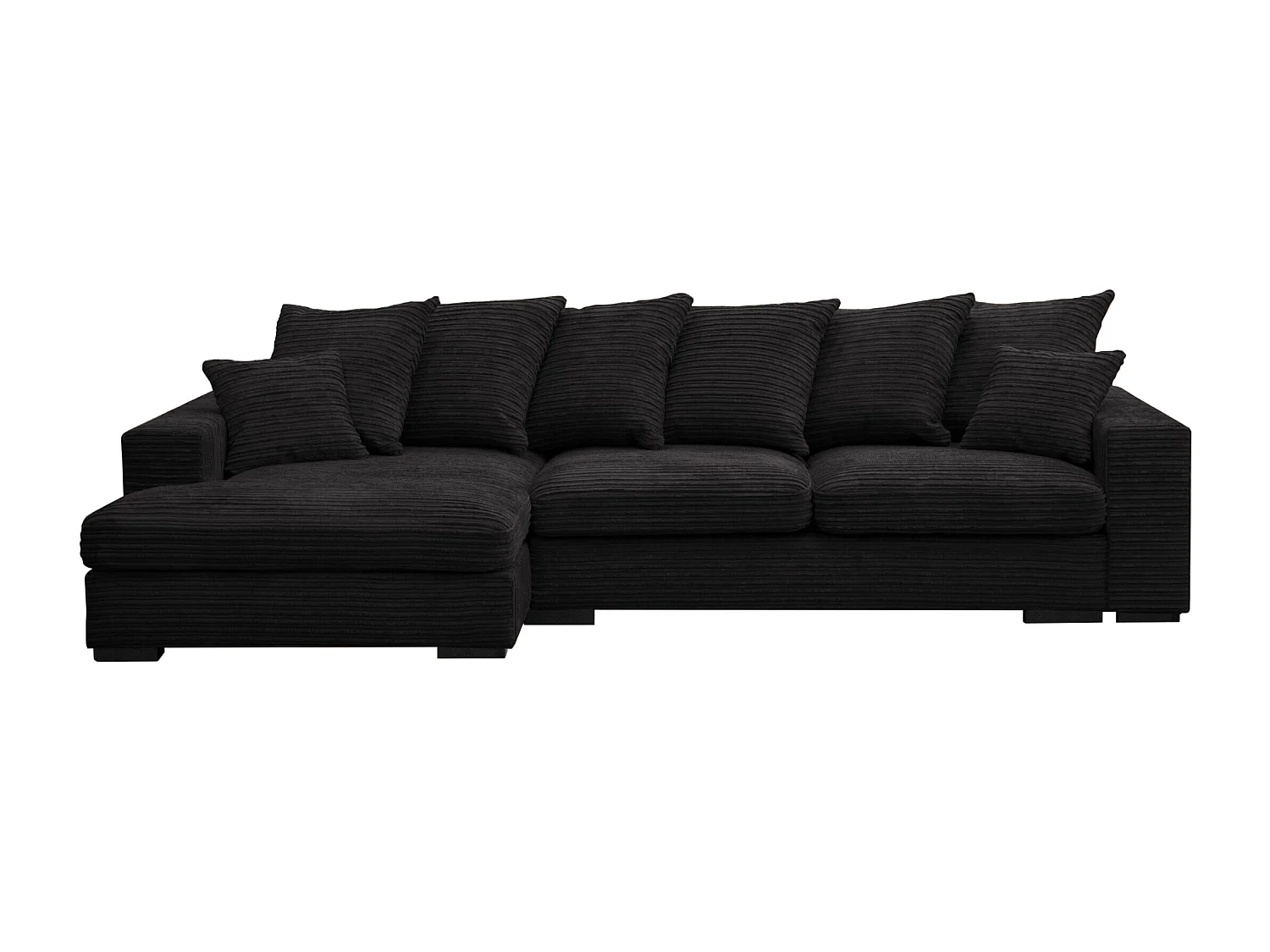 Canapé d'angle avec fonction couchage et coffre de lit, Canapé forme L, Canapé forme L tissu Gabon Zoom Noir Gauche