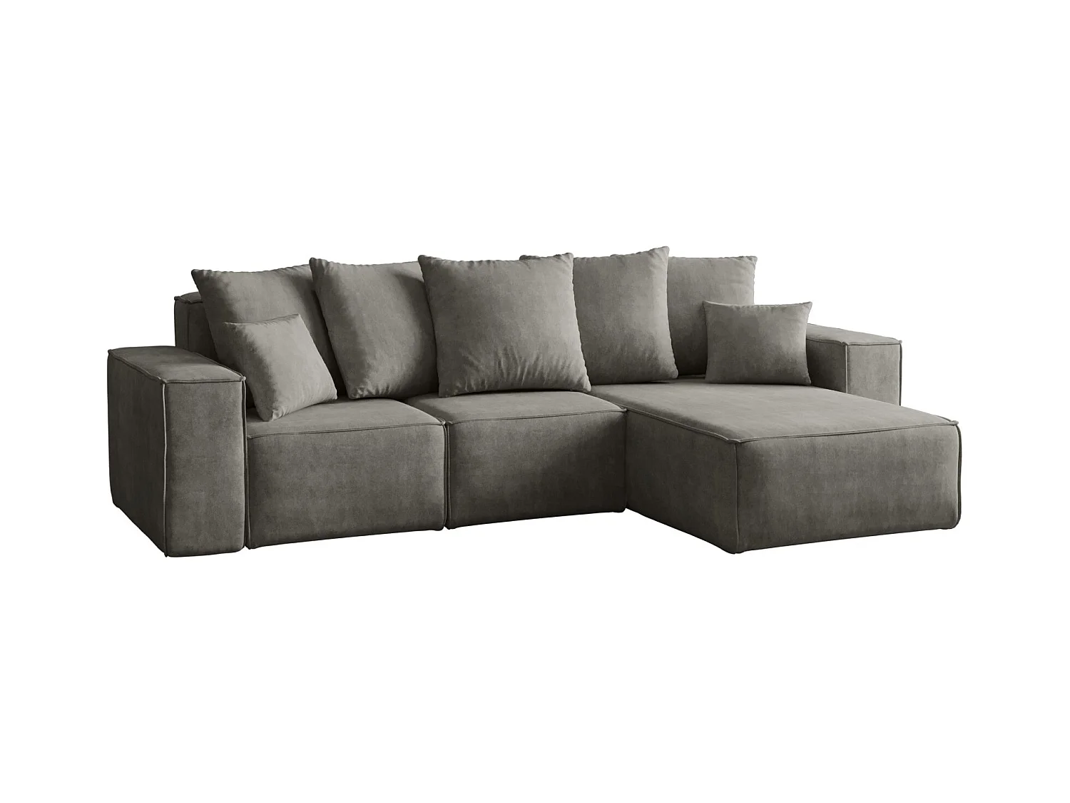 Canapé d'angle en L, collection premium ELLA, tissu Noel, gris, droit