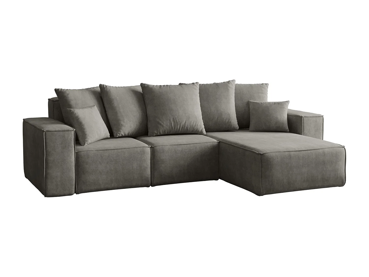 Canapé d'angle en L, collection premium ELLA, tissu Noel, gris, droit