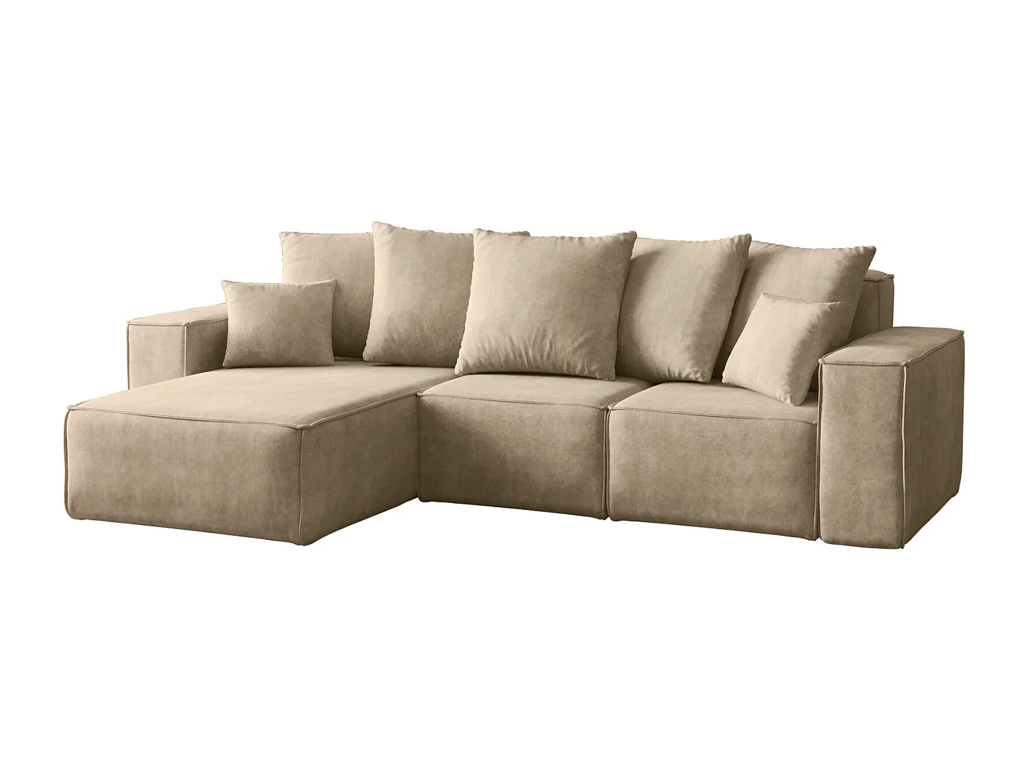 Canapé d'angle en L, collection premium ELLA, tissu Noel, beige clair, gauche