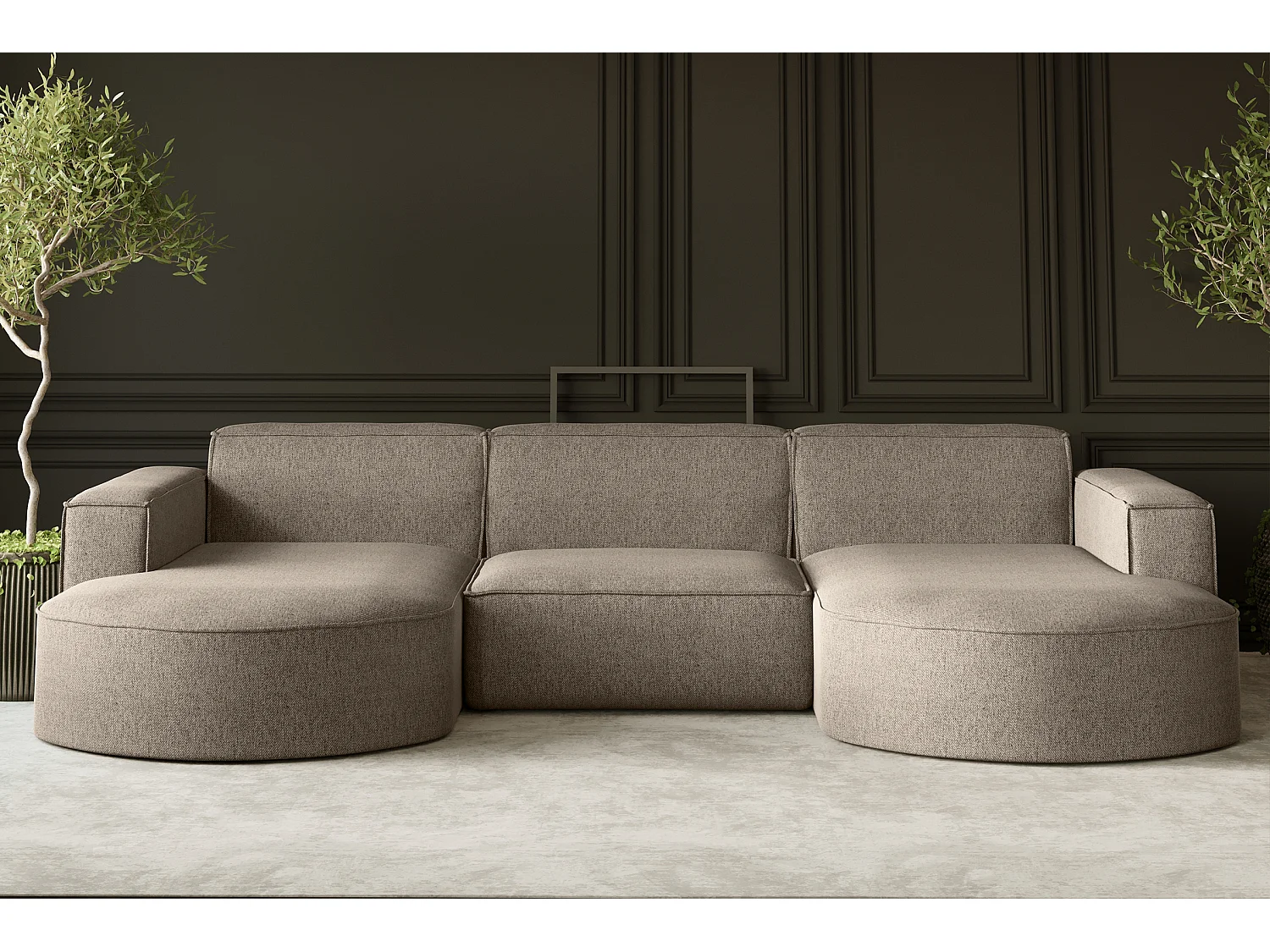 Ecksofa, Modena U-Form, Stoff Verita, Warmbeige