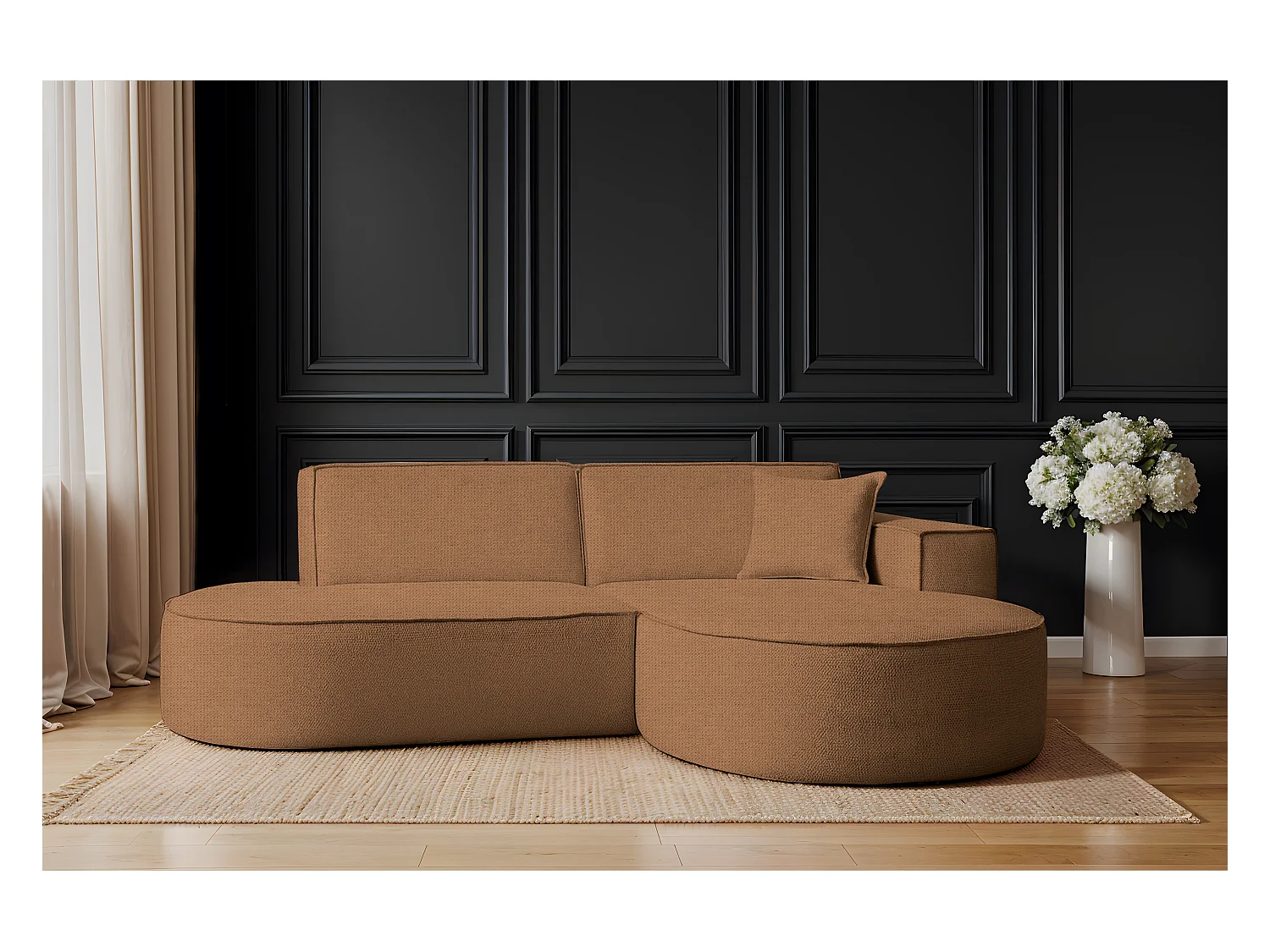 Canapé d'angle Modena Studio tissu Artico, Rouille droite