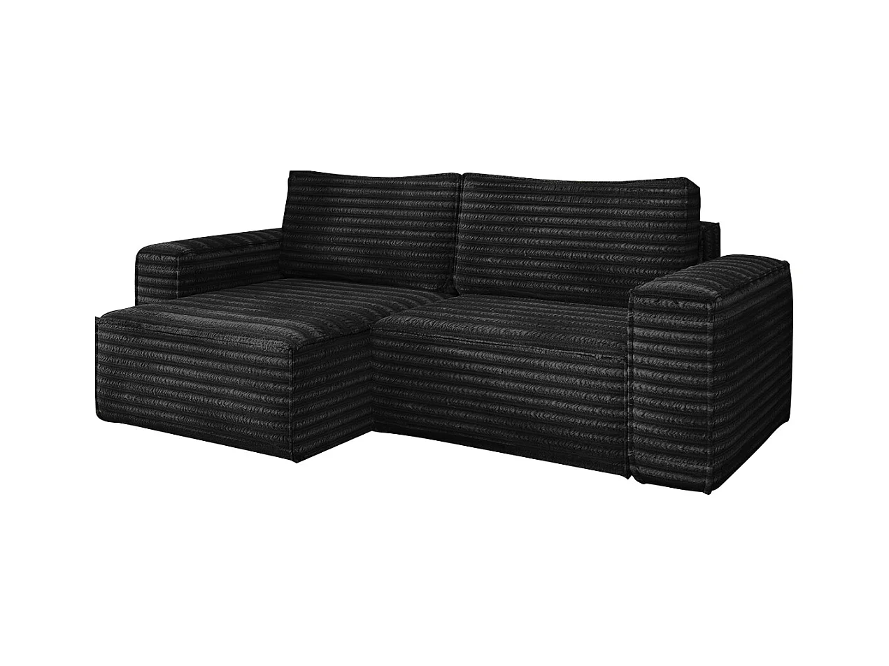 L-förmiges Bohoo-Ecksofa mit Schlaffunktion, Stoff Velo, Schwarz, Links