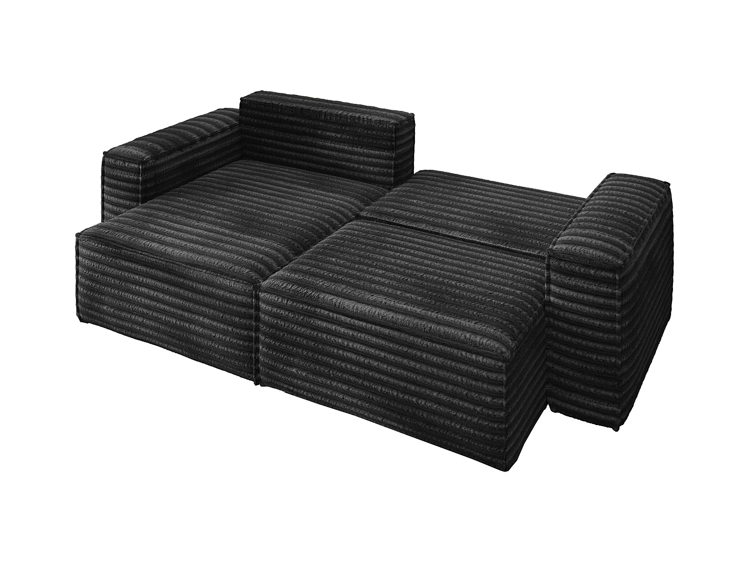 L-förmiges Bohoo-Ecksofa mit Schlaffunktion, Stoff Velo, Schwarz, Links
