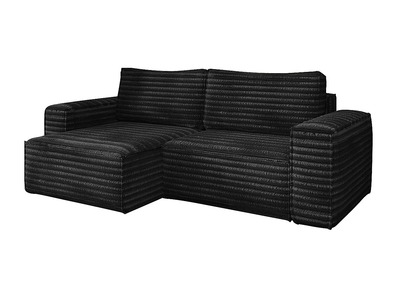 L-förmiges Bohoo-Ecksofa mit Schlaffunktion, Stoff Velo, Schwarz, Links