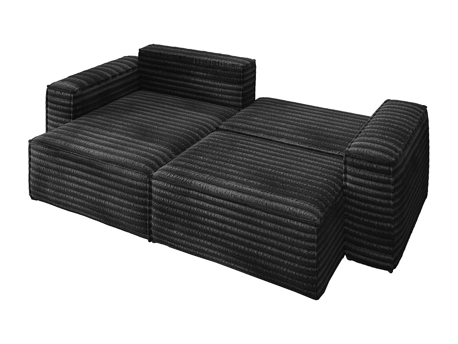 L-förmiges Bohoo-Ecksofa mit Schlaffunktion, Stoff Velo, Schwarz, Links