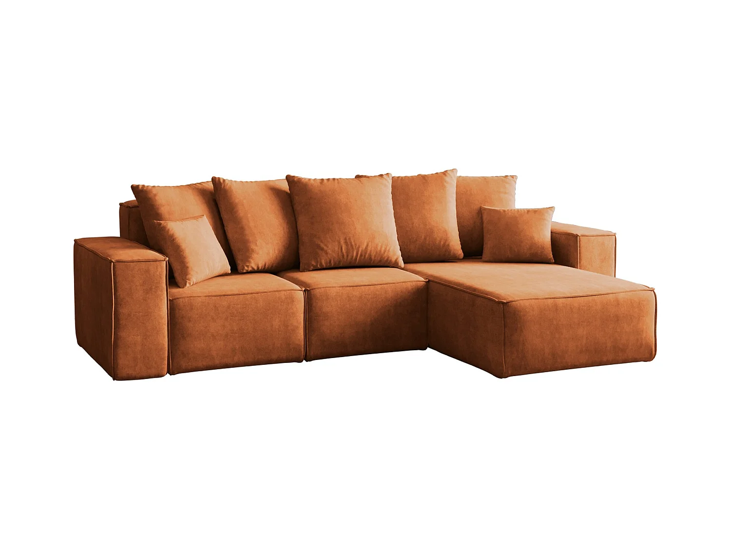 Canapé d'angle en L, collection premium ELLA, tissu Noel, orange, droit