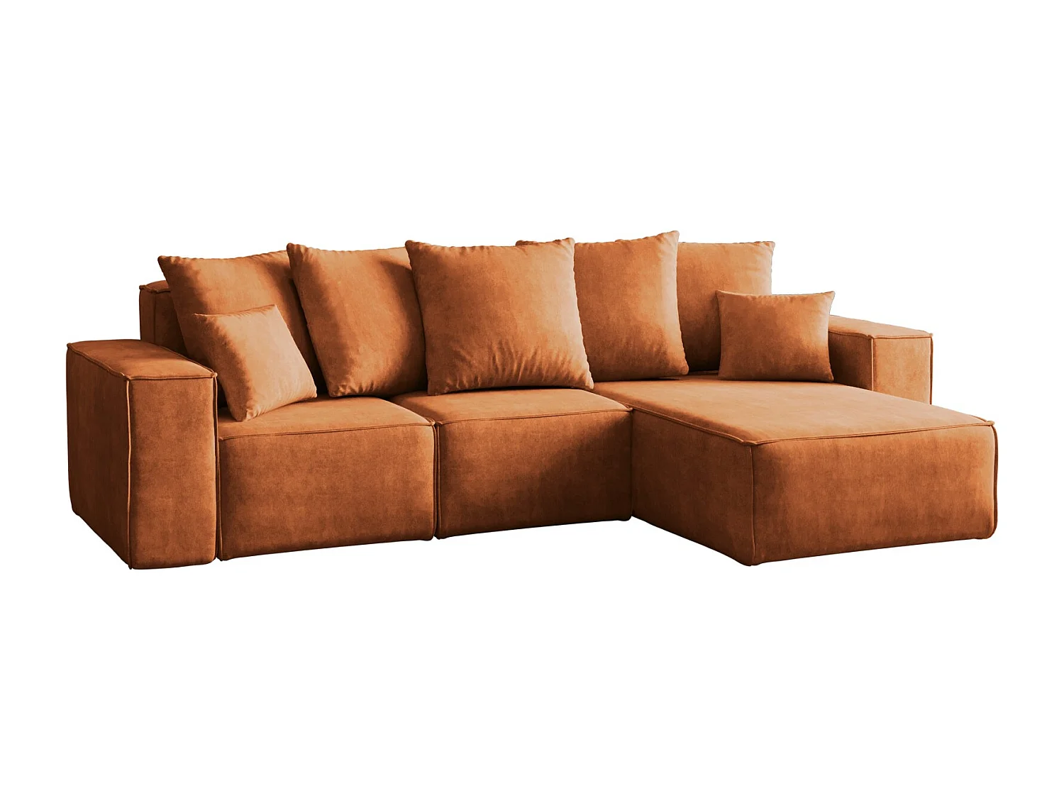 Canapé d'angle en L, collection premium ELLA, tissu Noel, orange, droit