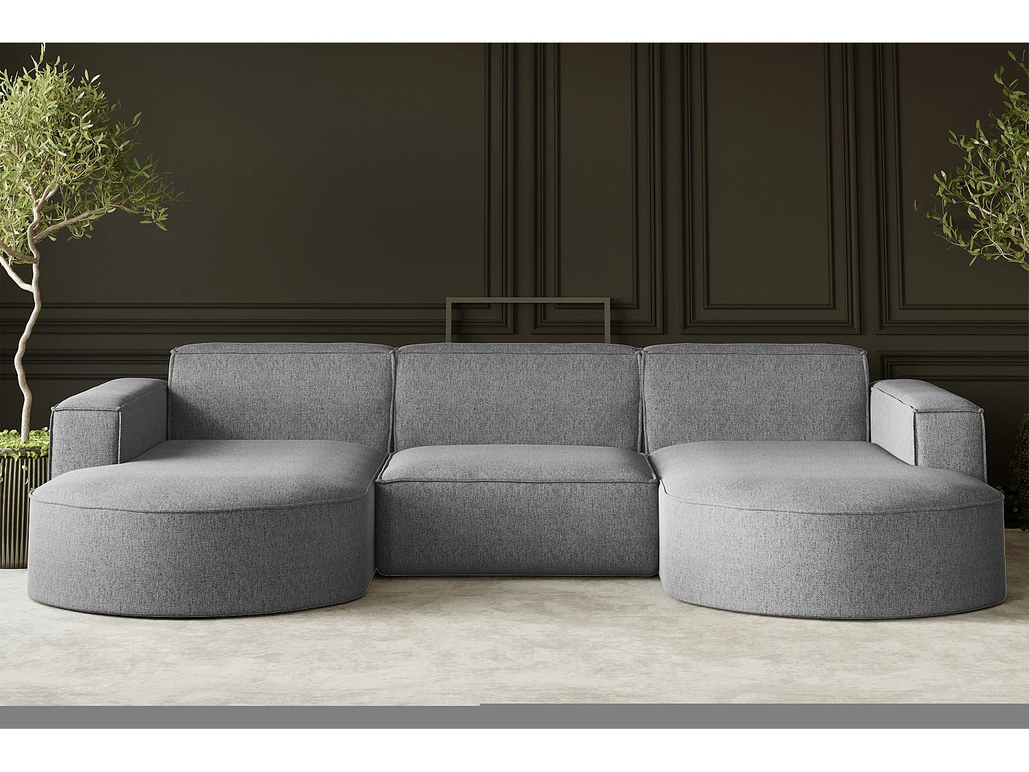 Ecksofa, Modena U-Form, Stoff Verita, Stahl