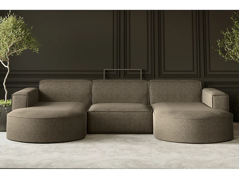 Ecksofa, Modena U-Form, Stoff Verita, Dunkelbeige