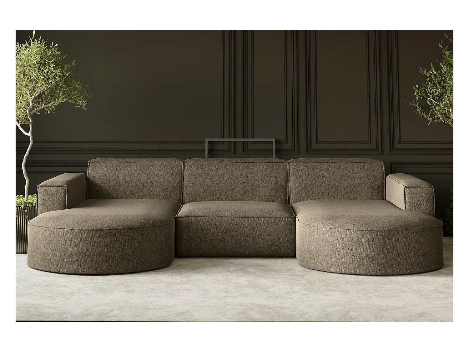 Ecksofa, Modena U-Form, Stoff Verita, Dunkelbeige