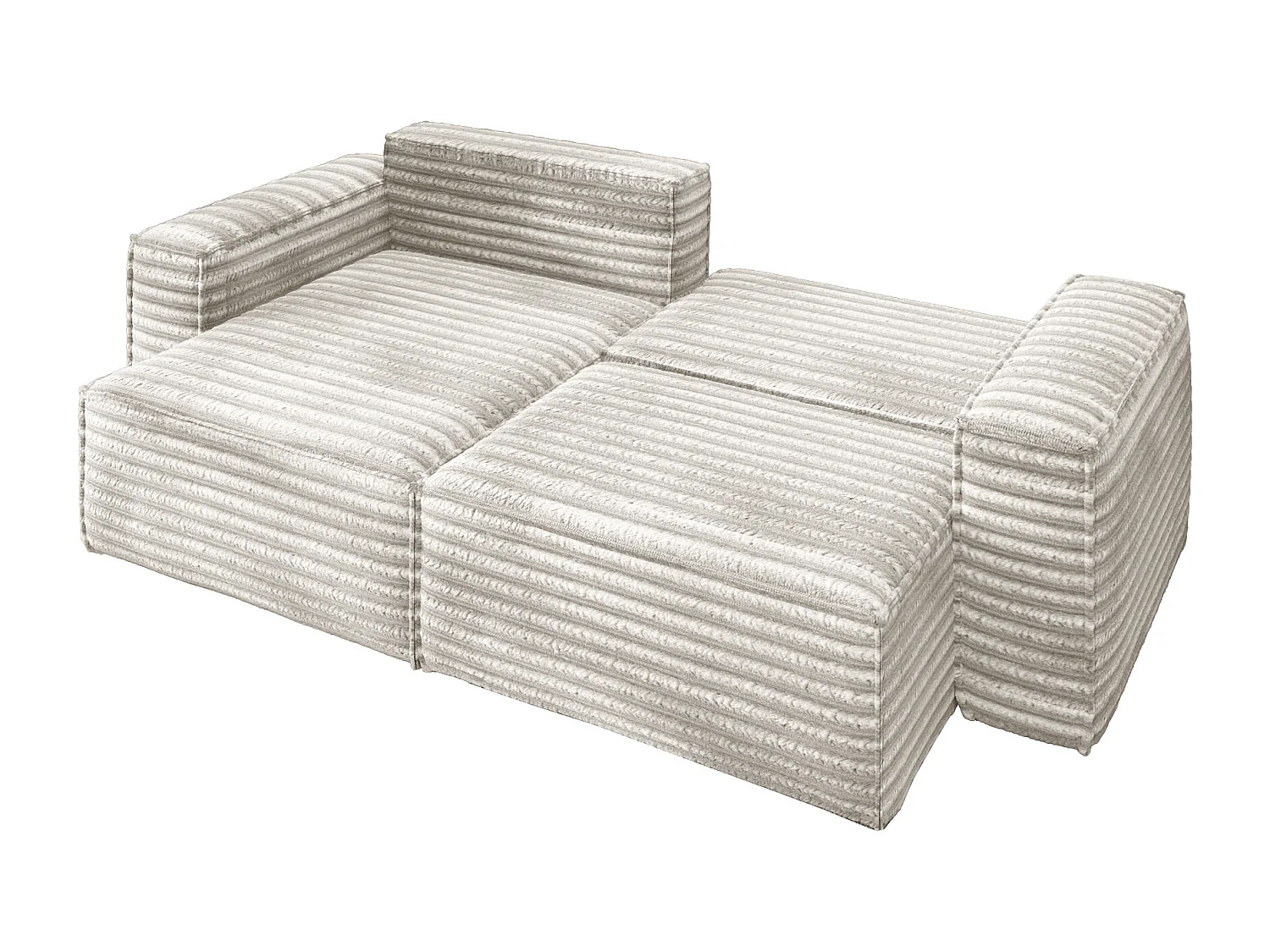 L-förmiges Bohoo-Ecksofa mit Schlaffunktion, Stoff Velo, Ecru, Links