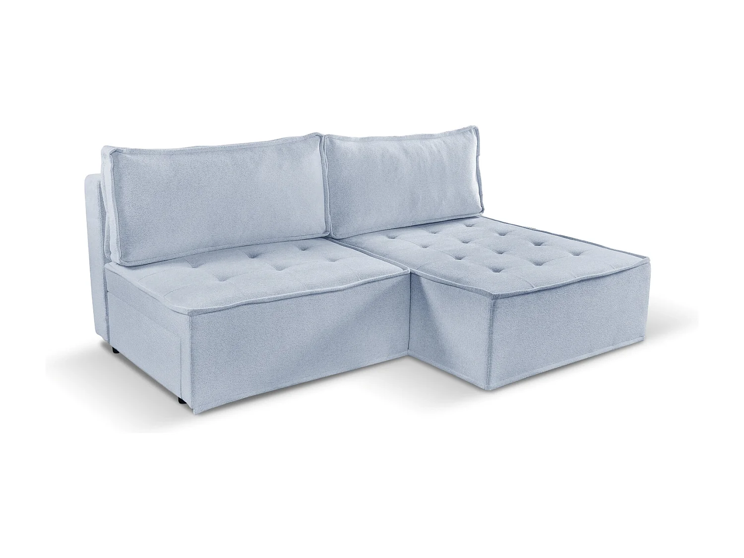 Divano angolare Bohoo Mini con funzione letto, tessuto Raven, grigio chiaro, destra