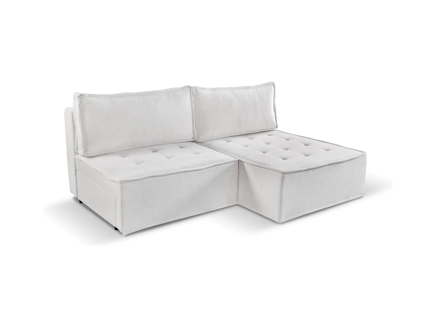 Bohoo Mini canapé d'angle avec fonction couchage, tissu Raven, écru, droit