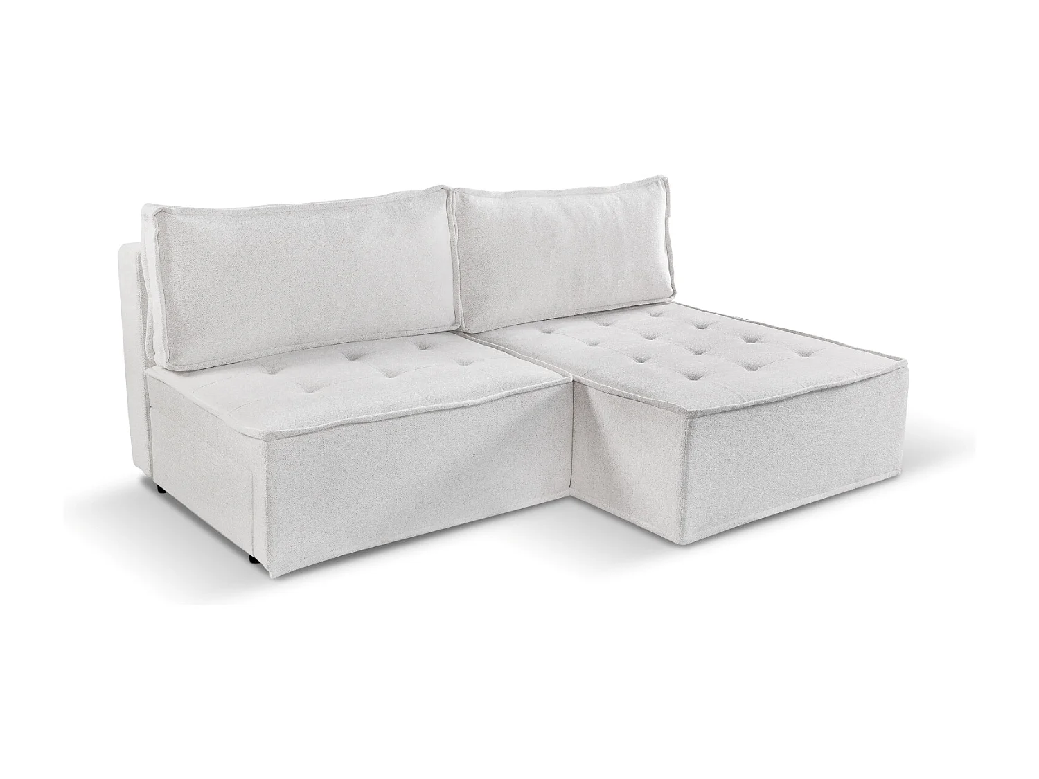 Bohoo Mini canapé d'angle avec fonction couchage, tissu Raven, écru, droit