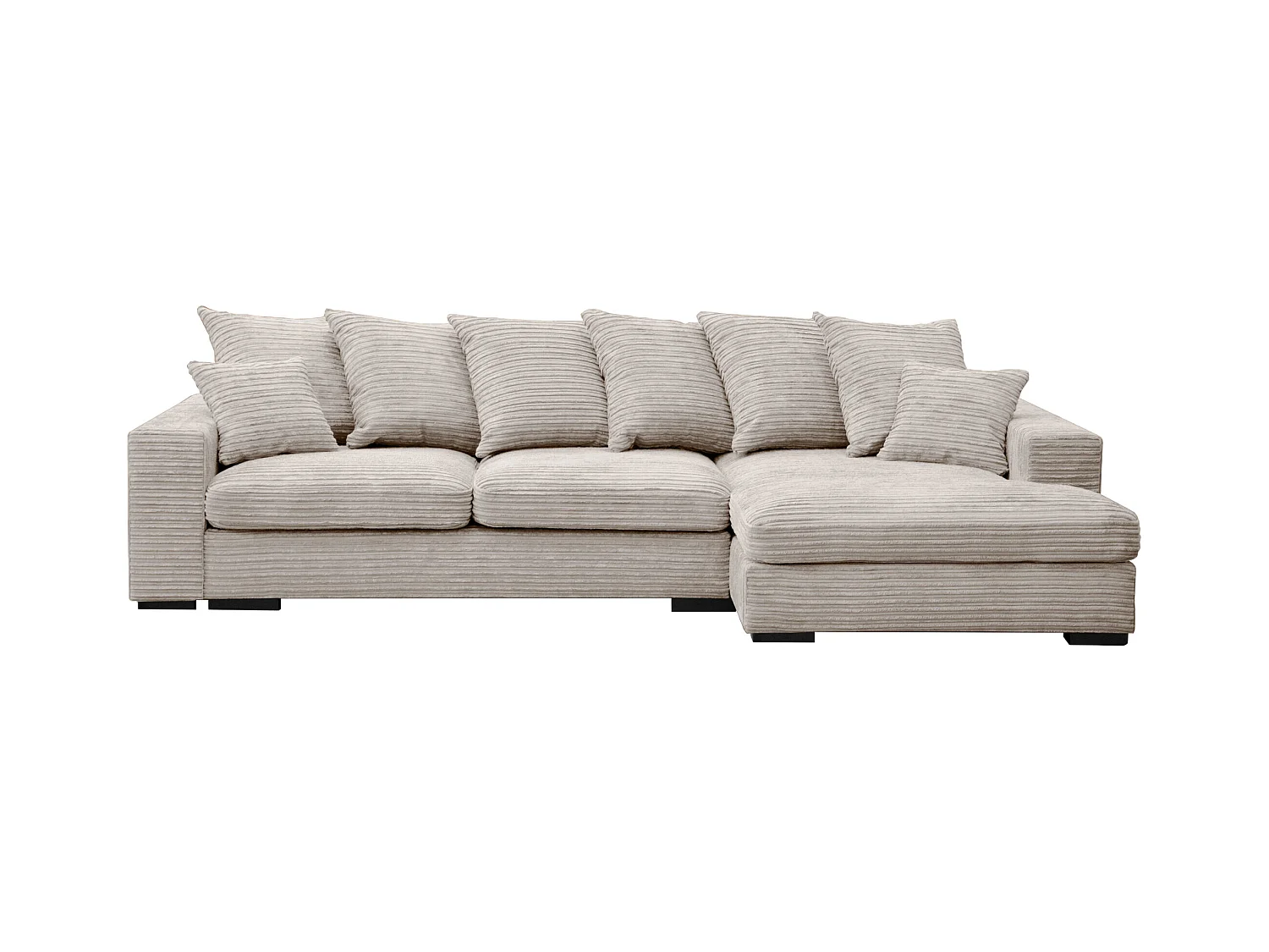 Canapé d'angle avec fonction couchage et coffre de lit, Canapé forme L, Canapé forme L tissu Gabon Zoom Perle Droite