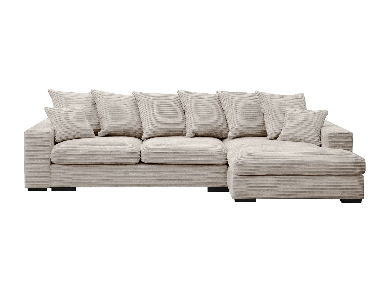 Canapé d'angle avec fonction couchage et coffre de lit, Canapé forme L, Canapé forme L tissu Gabon Zoom Perle Droite