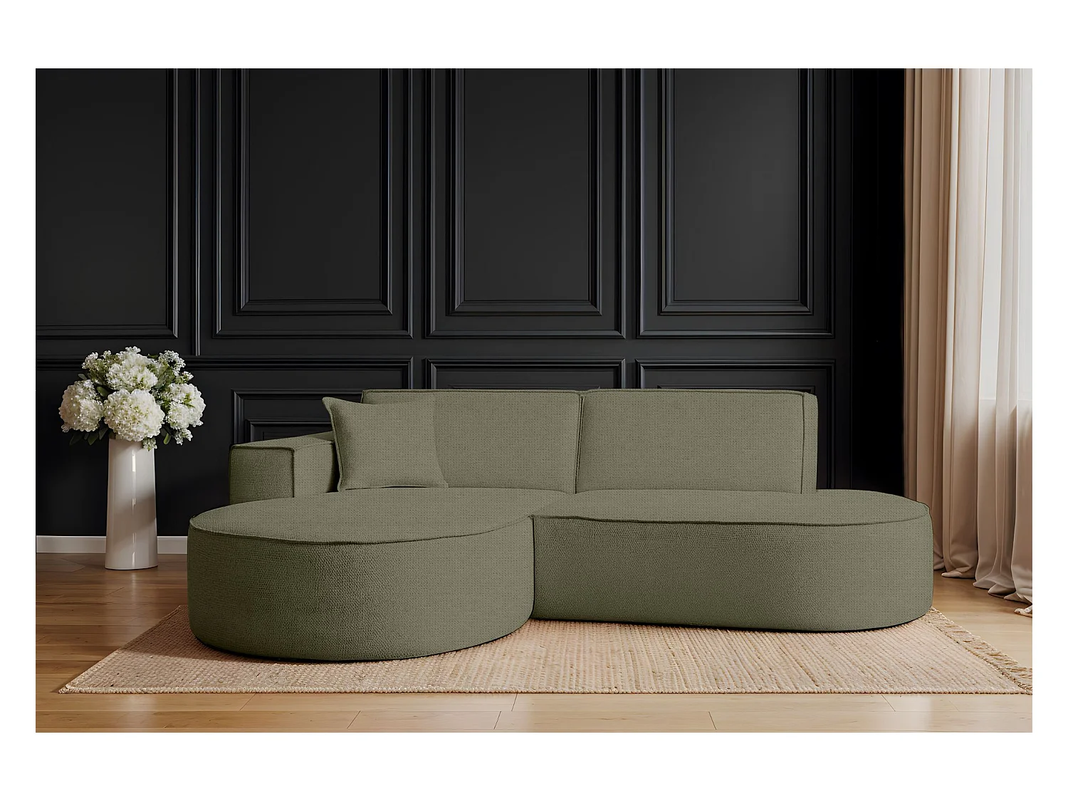 Canapé d'angle Modena Studio tissu Artico, Moss Left