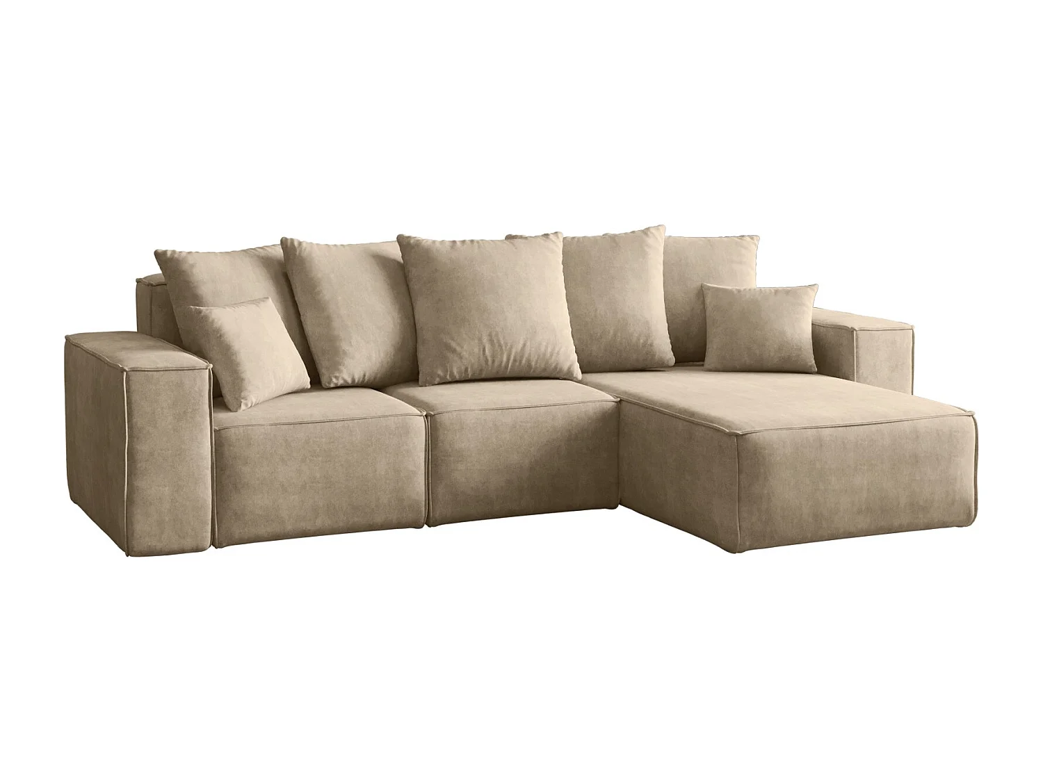 Canapé d'angle en L, collection premium ELLA, tissu Noel, beige clair, droit