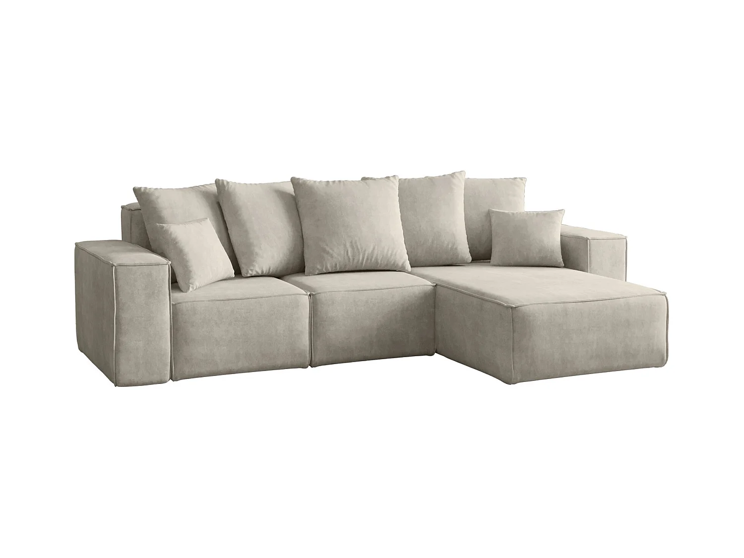 Canapé d'angle en L, collection premium ELLA, tissu Noel, gris clair, droit