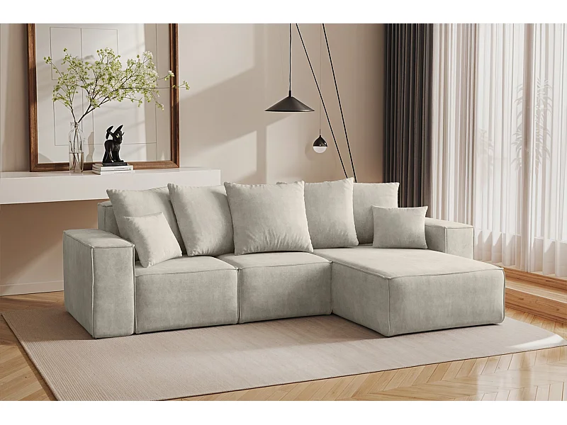 Ecksofa L-Form, Premium Kollektion ELLA, Stoff Noel, Hellgrau, Rechts